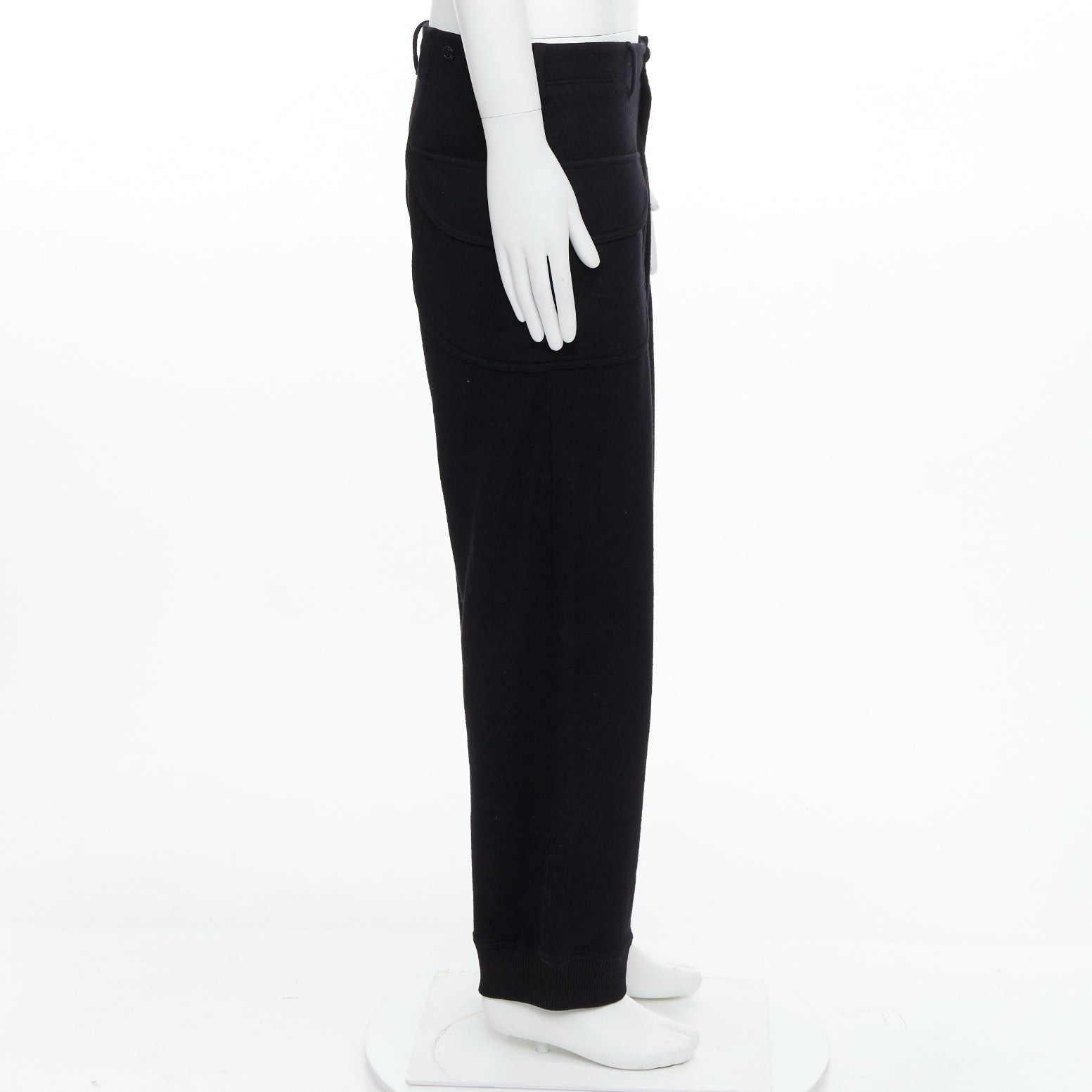 Yohji Yamamoto Y3 black wooly silver zip stripes opening asymmetric cargo joggers M Size US 30 / EU 46 - 4 Thumbnail