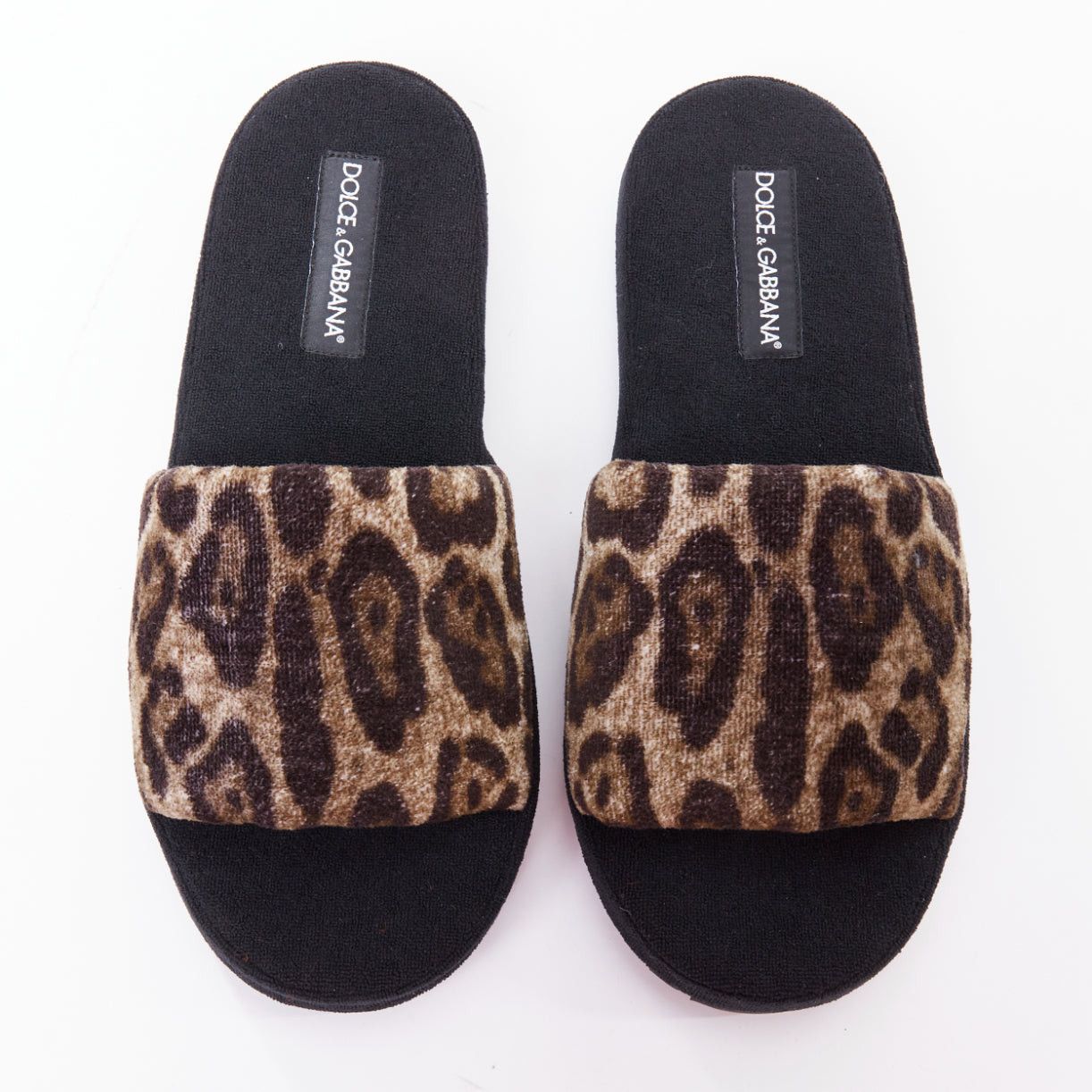 Dolce & Gabbana DOLCE GABBANA brown leopard towelling padded foam slides slippers EU41 Size US 8 / EU 41 - 3 Thumbnail
