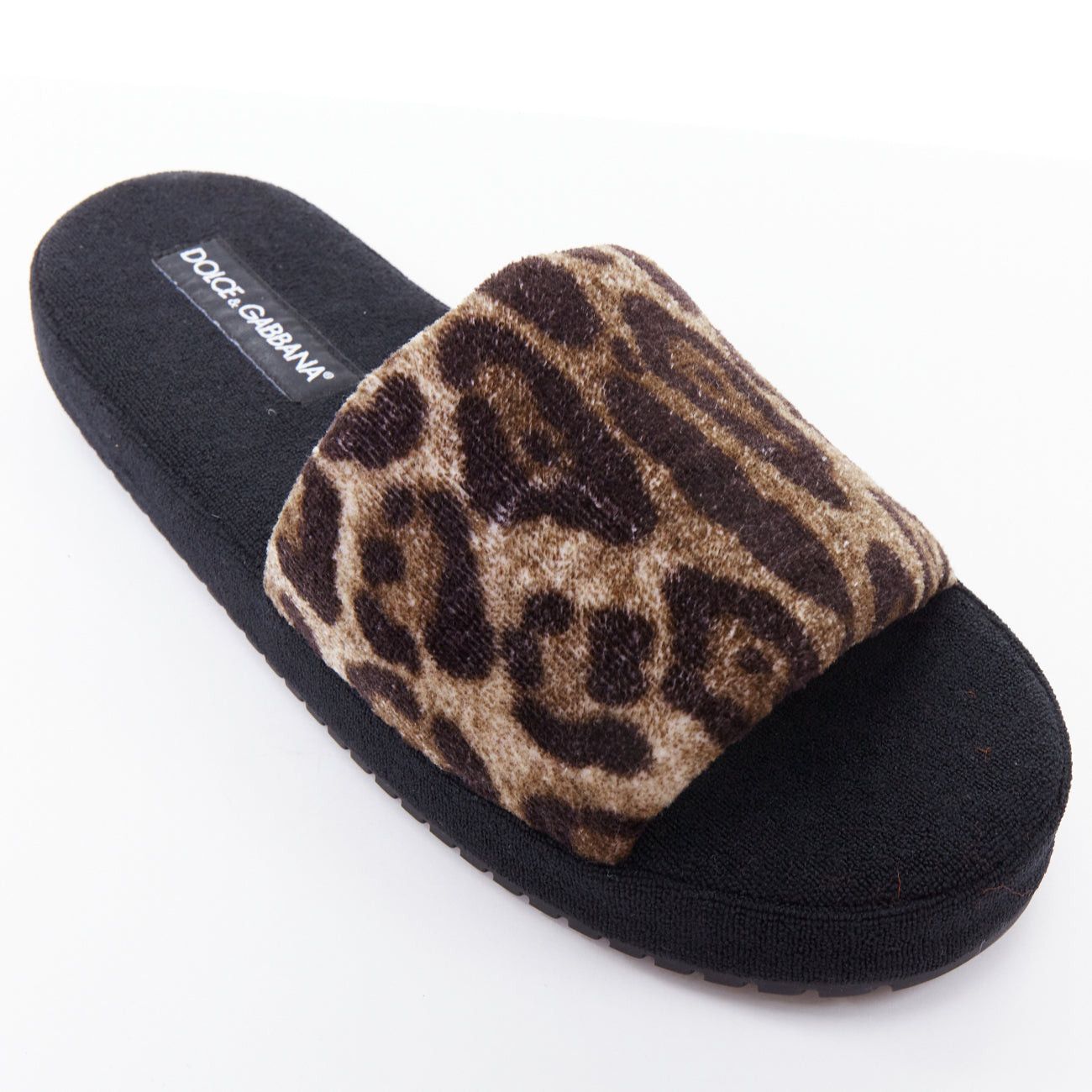 Dolce & Gabbana DOLCE GABBANA brown leopard towelling padded foam slides slippers EU41 Size US 8 / EU 41 - 8 Thumbnail
