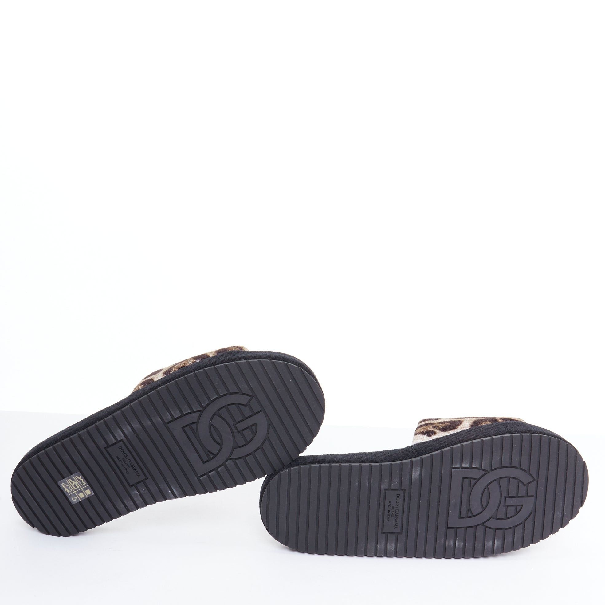 Dolce & Gabbana DOLCE GABBANA brown leopard towelling padded foam slides slippers EU41 Size US 8 / EU 41 - 12 Thumbnail