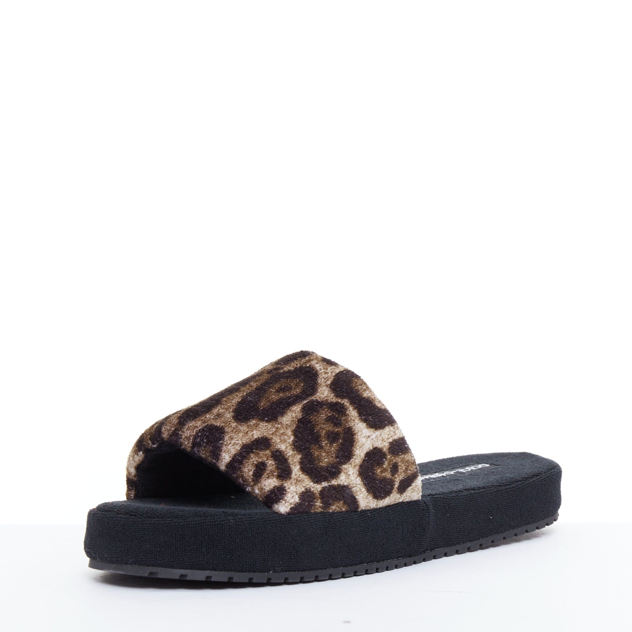 Dolce & Gabbana DOLCE GABBANA brown leopard towelling padded foam slides slippers EU41 Size US 8 / EU 41 - 5 Thumbnail