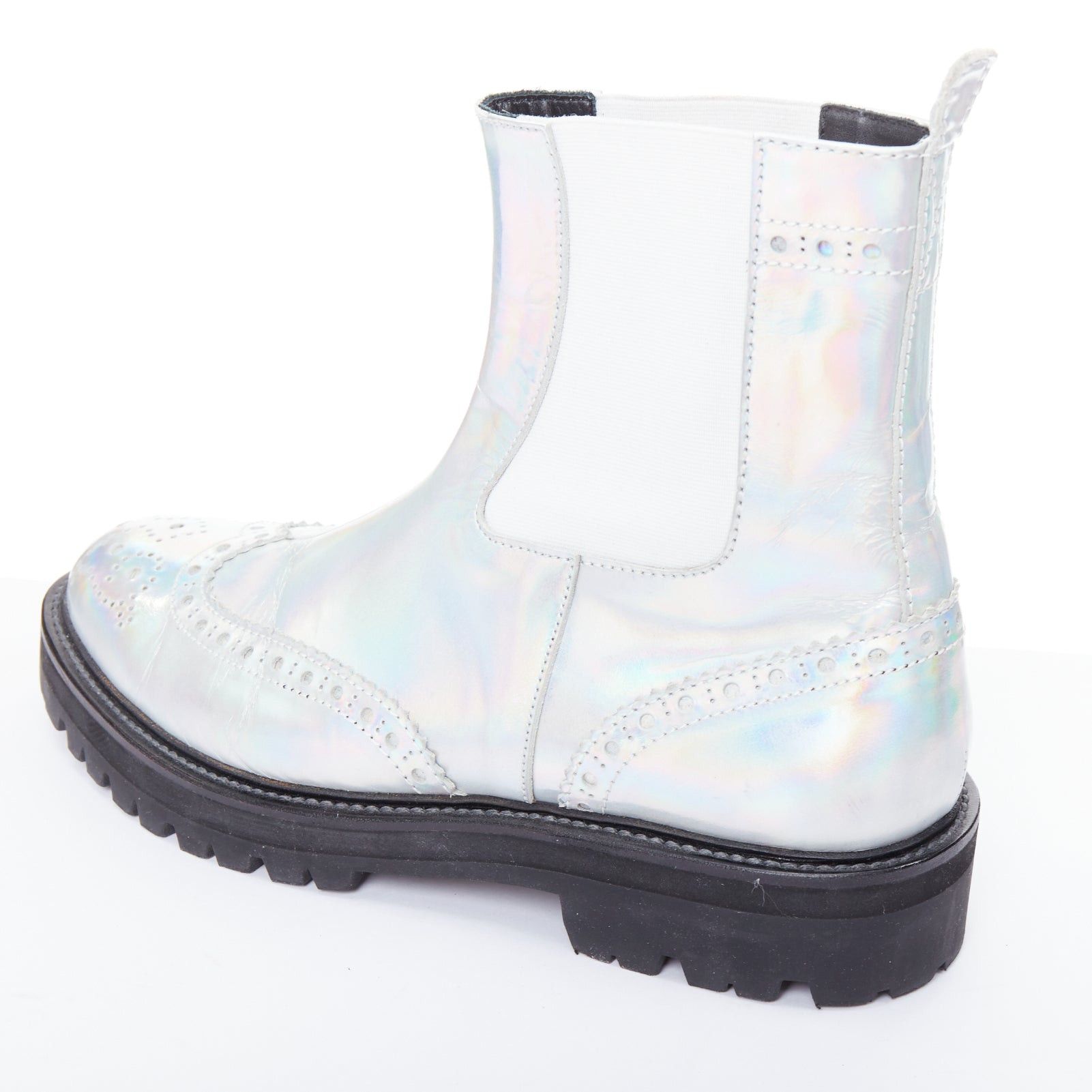 Juun.J JUUN J VIBRAM silver metallic holographic wingtip ankle boots EU43 Size US 10 / EU 43 - 8 Thumbnail