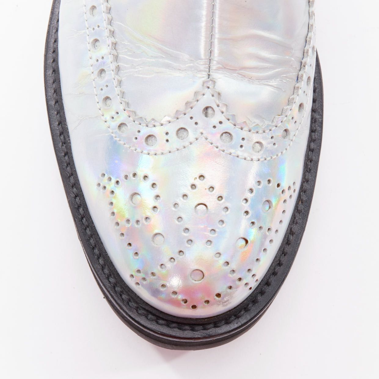 Juun.J JUUN J VIBRAM silver metallic holographic wingtip ankle boots EU43 Size US 10 / EU 43 - 6 Thumbnail