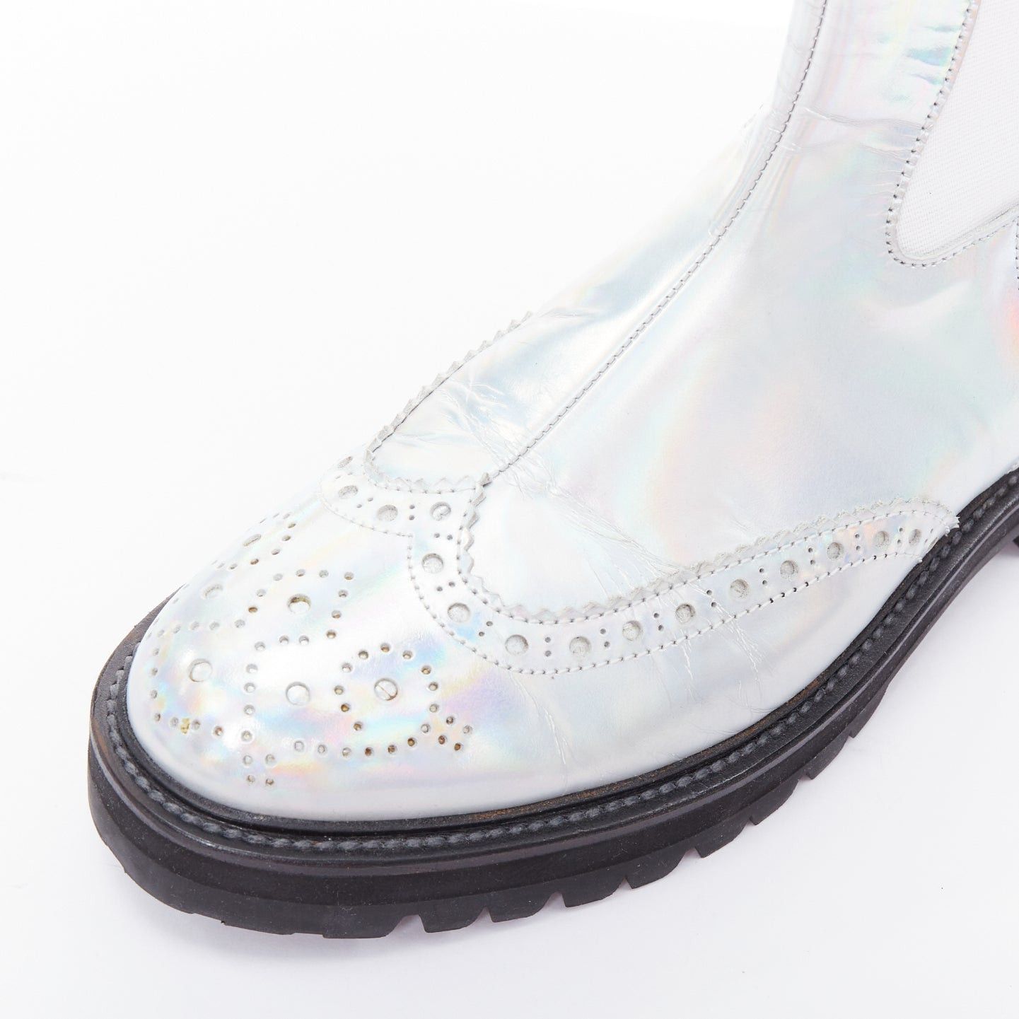 Juun.J JUUN J VIBRAM silver metallic holographic wingtip ankle boots EU43 Size US 10 / EU 43 - 7 Thumbnail