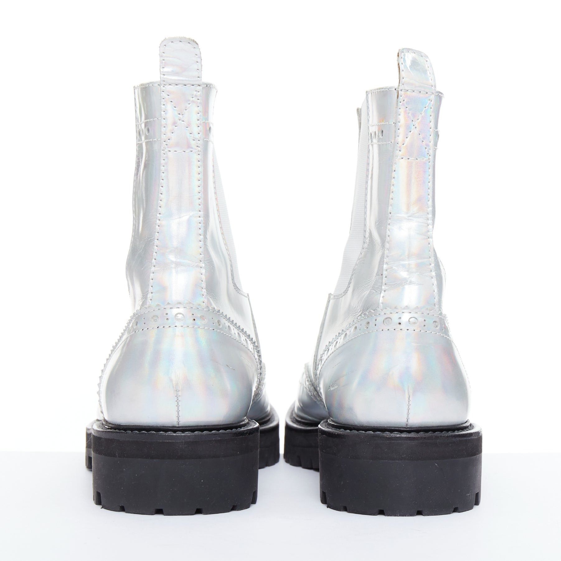 Juun.J JUUN J VIBRAM silver metallic holographic wingtip ankle boots EU43 Size US 10 / EU 43 - 5 Thumbnail