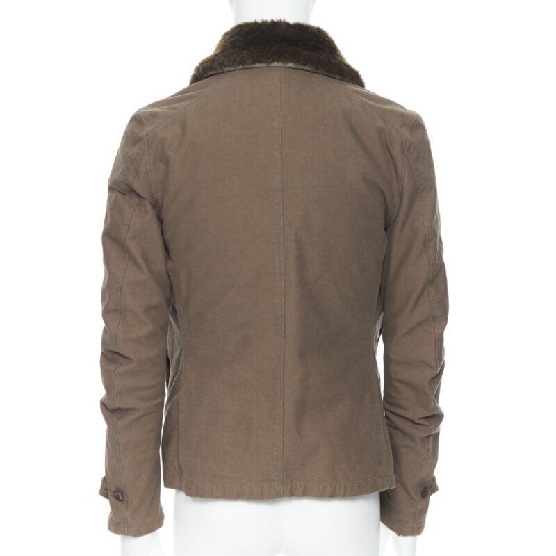 wjk WJK brown faux shearling lined spread collar green washed cotton flight jacket M Size US M / EU 48-50 / 2 - 5 Thumbnail