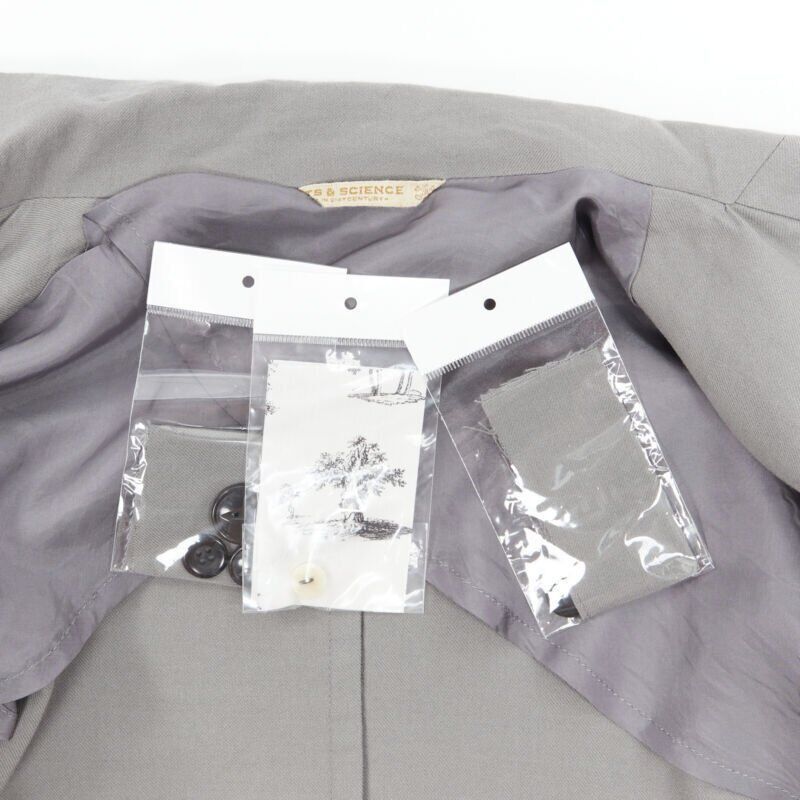 Arts & Science ARTS & SCIENCE grey cotton blend 4-button short collar casusal blazer jacket JP2 Size 46R - 9 Thumbnail