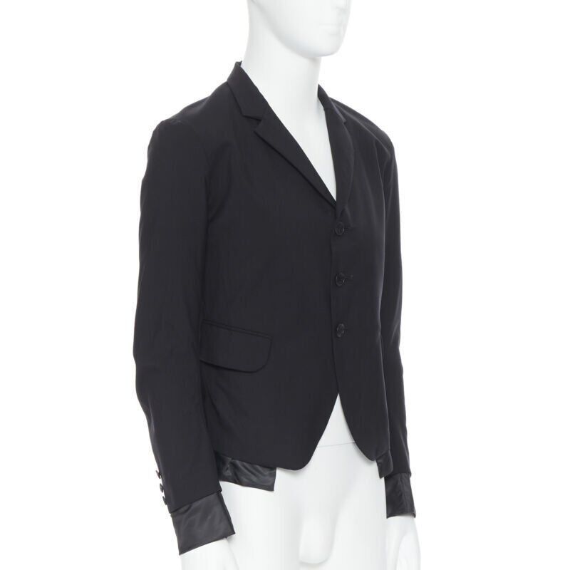Christopher Nemeth NEMETH Christopher Nemeth black wool exposed lining layered blazer jacket S Size 46R - 3 Thumbnail