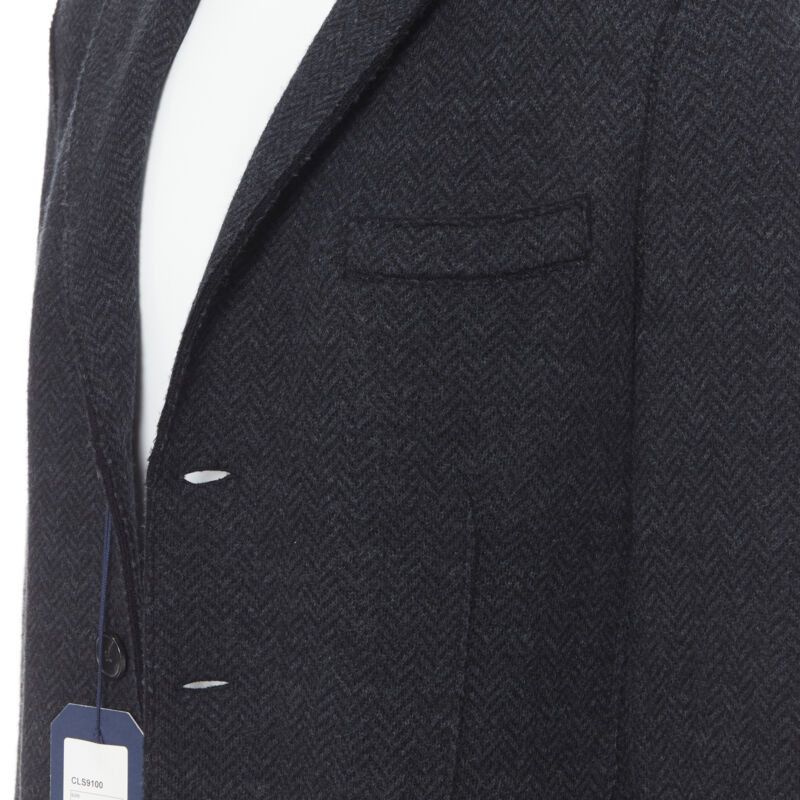 Harris Wharf London new HARRIS WHARF London Anthracite Herringbone Chestercoat wool coat EU46 S Size US S / EU 44-46 / 1 - 8 Thumbnail