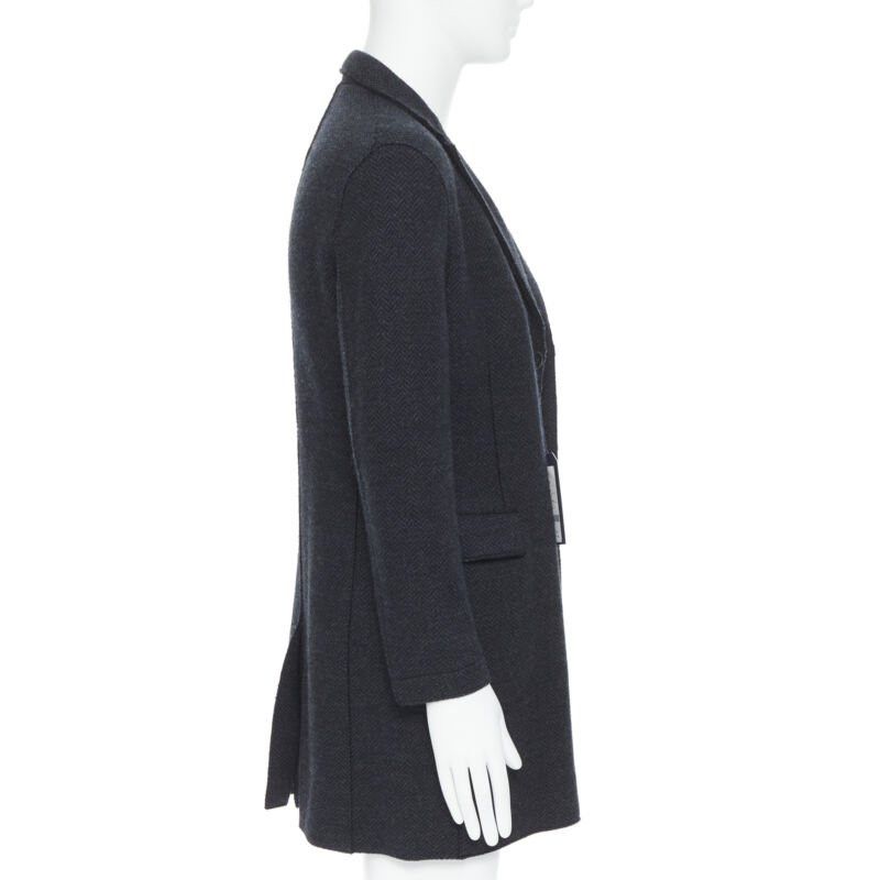 Harris Wharf London new HARRIS WHARF London Anthracite Herringbone Chestercoat wool coat EU46 S Size US S / EU 44-46 / 1 - 4 Thumbnail
