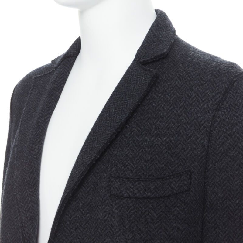 Harris Wharf London new HARRIS WHARF London Anthracite Herringbone Chestercoat wool coat EU46 S Size US S / EU 44-46 / 1 - 2 Thumbnail