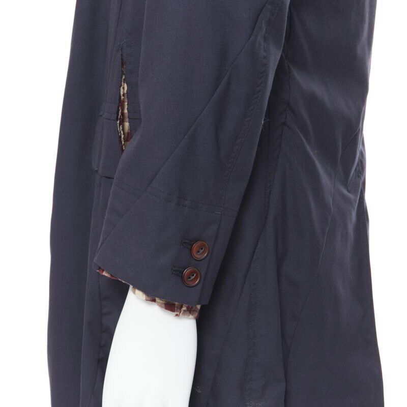 Takahiromiyashita The Soloist. THE SOLOIST TAKAHIRO MIYASHITA navy cotton deconstructed curved seams coat S Size US S / EU 44-46 / 1 - 8 Thumbnail