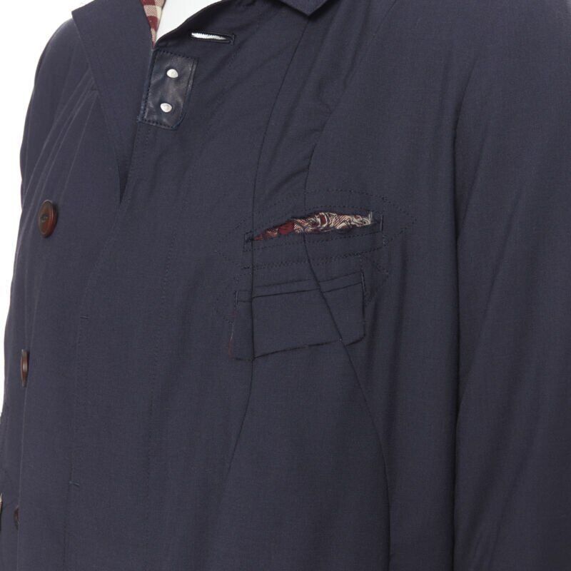Takahiromiyashita The Soloist. THE SOLOIST TAKAHIRO MIYASHITA navy cotton deconstructed curved seams coat S Size US S / EU 44-46 / 1 - 7 Thumbnail
