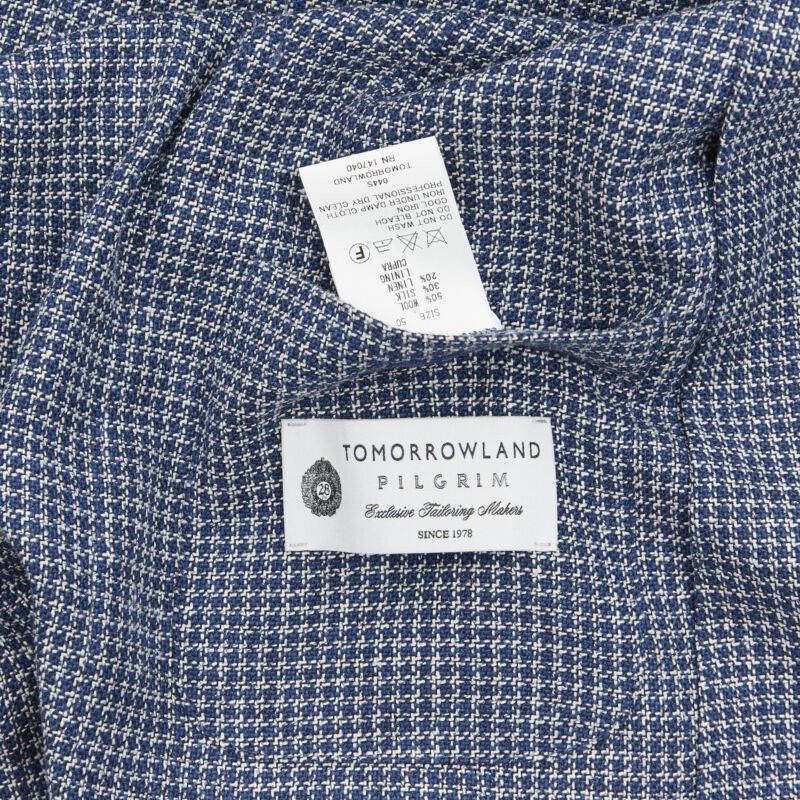 Tomorrowland TOMORROWLAND blue white wool blend double button blazer jacket EU50 L Size 50R - 9 Thumbnail