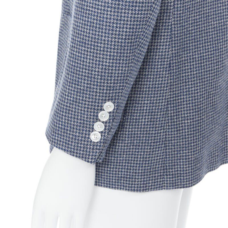 Tomorrowland TOMORROWLAND blue white wool blend double button blazer jacket EU50 L Size 50R - 2 Thumbnail