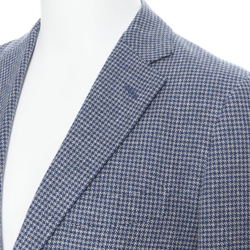 Tomorrowland TOMORROWLAND blue white wool blend double button blazer jacket EU50 L Size 50R - 7 Thumbnail
