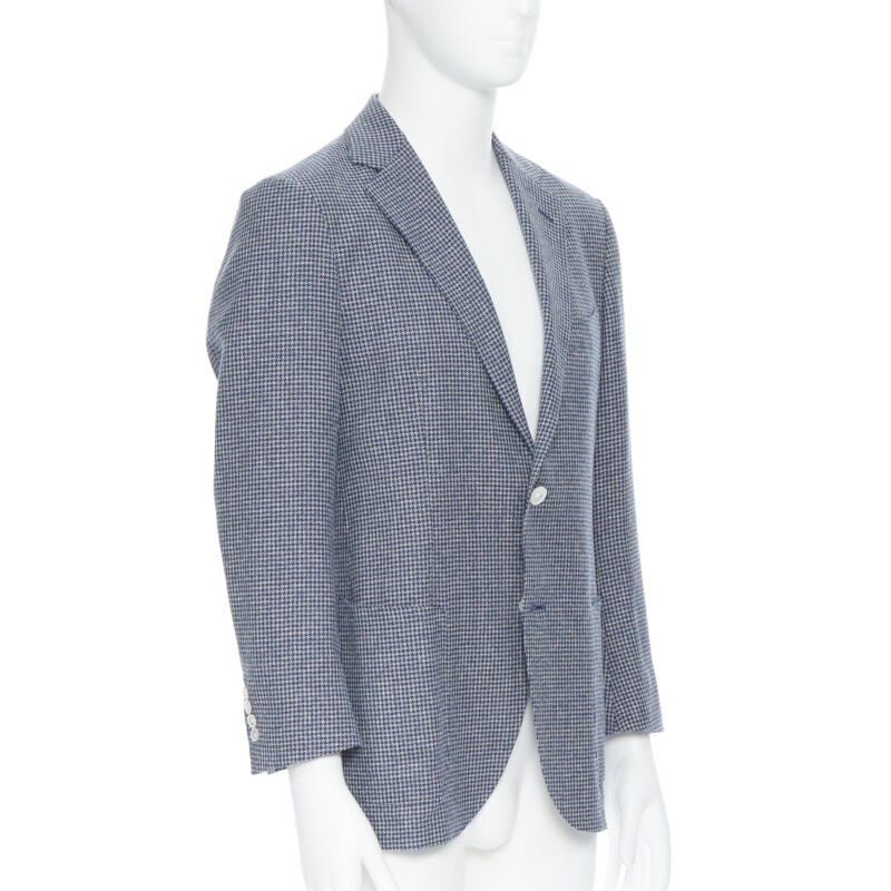 Tomorrowland TOMORROWLAND blue white wool blend double button blazer jacket EU50 L Size 50R - 3 Thumbnail