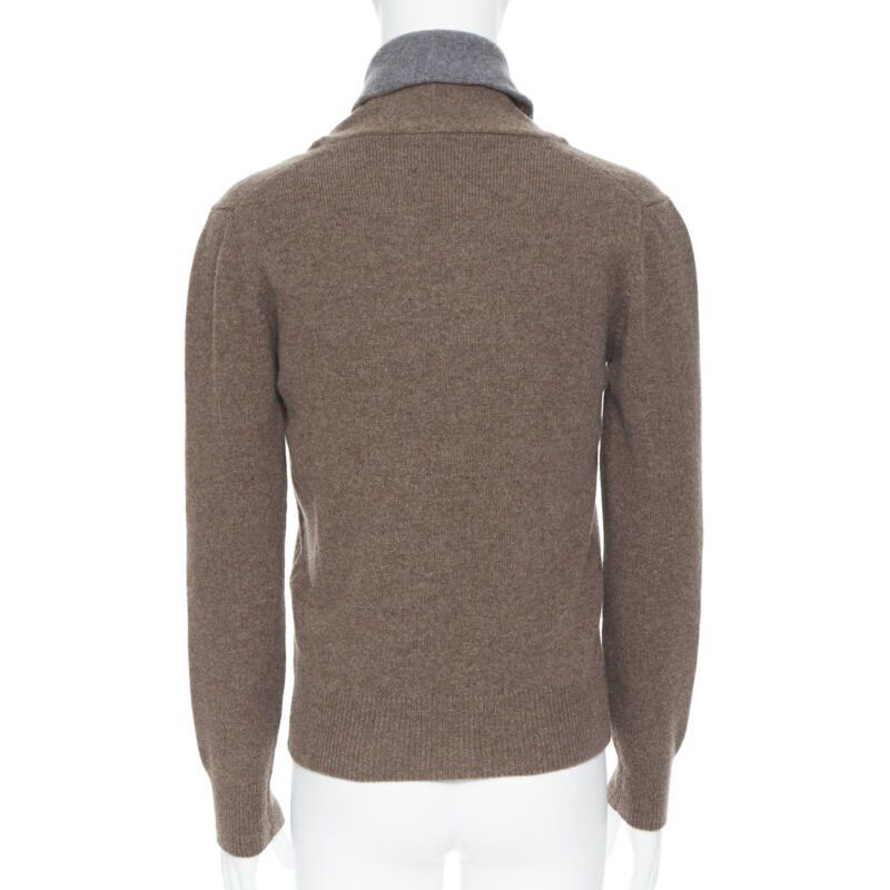 Hackett HACKETT Merino Cashmere brown grey shawl collar toggle pullover sweater XS Size US XS / EU 42 / 0 - 5 Thumbnail