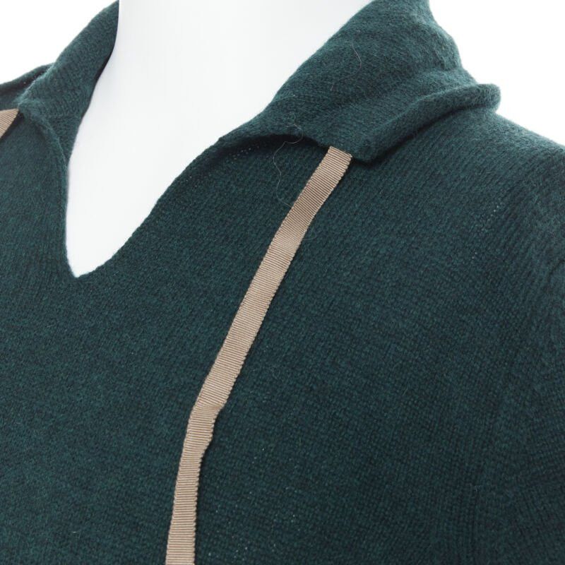 Undercover UNDERCOVER 100% wool dark green ribbon drawstring V-neck pullover sweater S Size US M / EU 48-50 / 2 - 2 Thumbnail