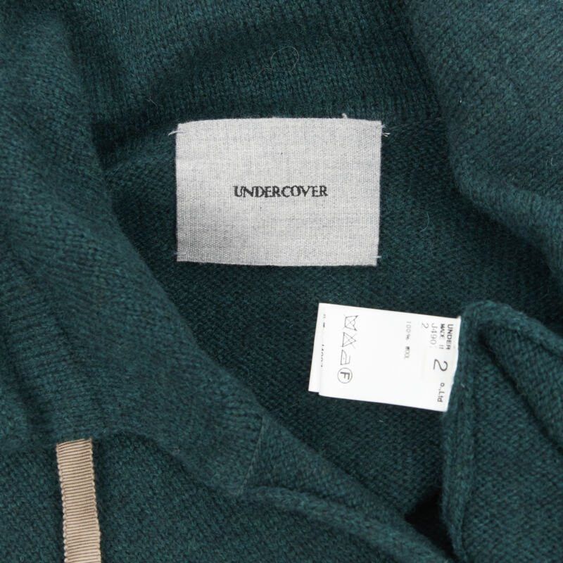 Undercover UNDERCOVER 100% wool dark green ribbon drawstring V-neck pullover sweater S Size US M / EU 48-50 / 2 - 9 Thumbnail