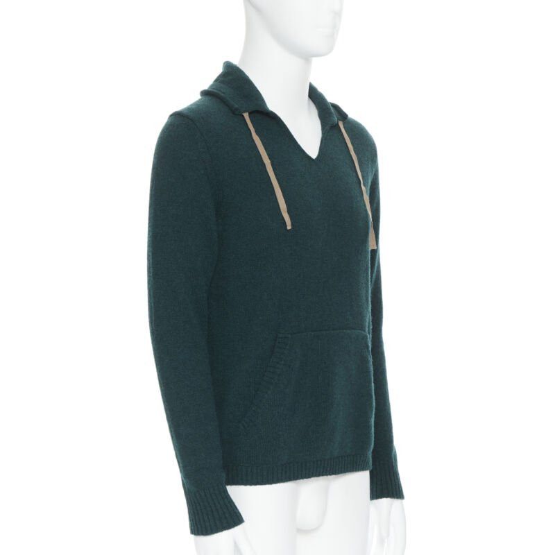 Undercover UNDERCOVER 100% wool dark green ribbon drawstring V-neck pullover sweater S Size US M / EU 48-50 / 2 - 3 Thumbnail