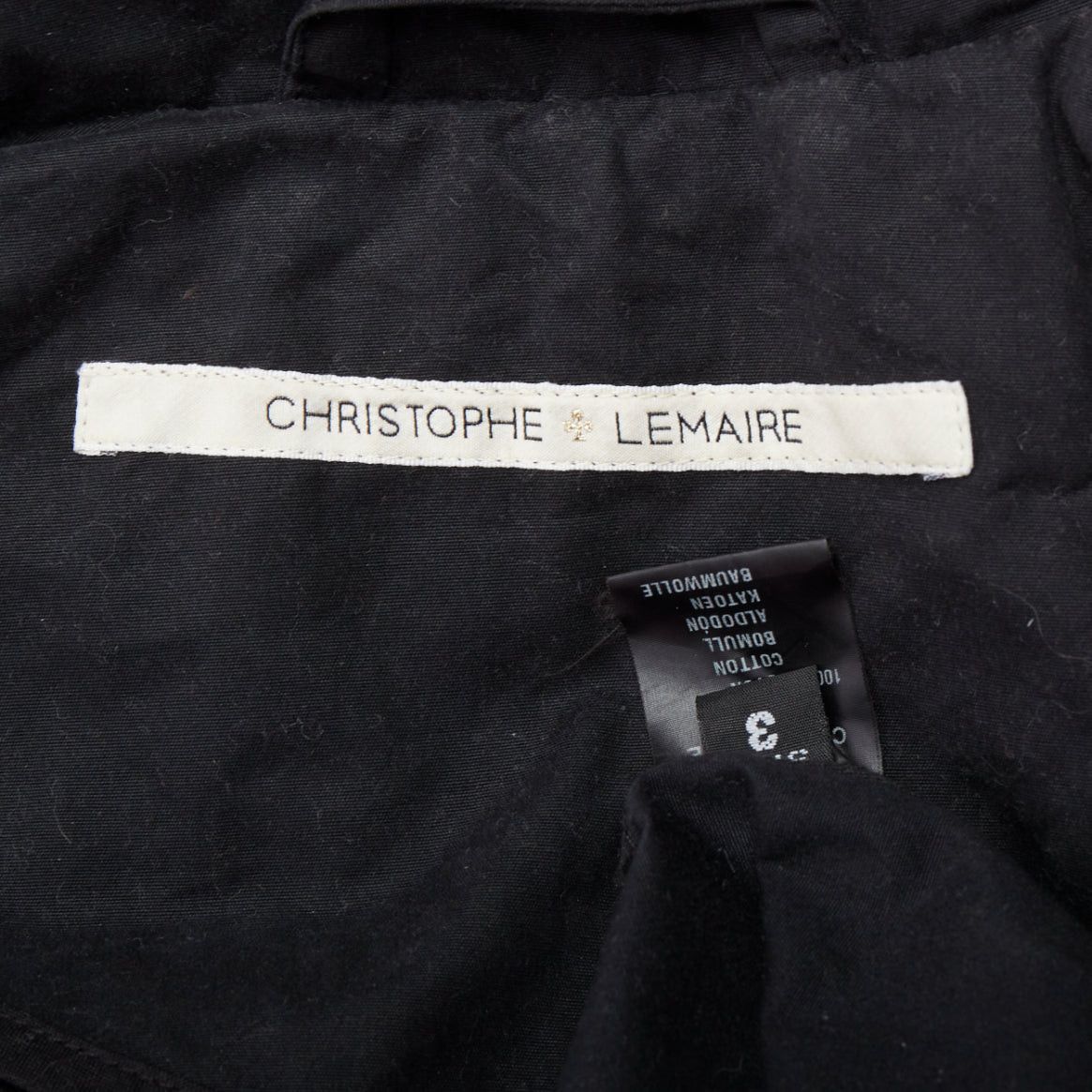 Lemaire CHRISTOPHE LEMAIRE black cotton hooded cocoon anorak coat Sz 3 L Size US L / EU 52-54 / 3 - 9 Thumbnail