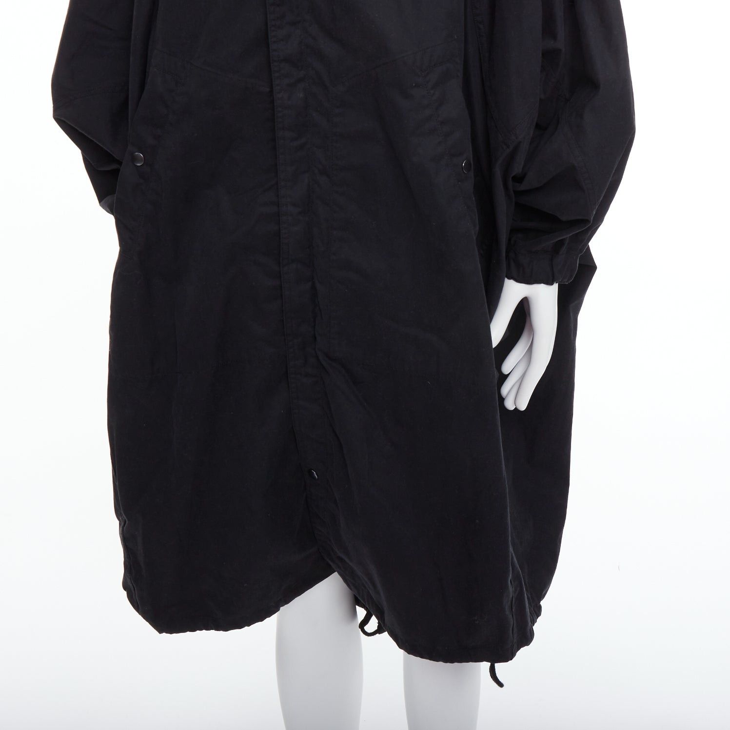 Lemaire CHRISTOPHE LEMAIRE black cotton hooded cocoon anorak coat Sz 3 L Size US L / EU 52-54 / 3 - 8 Thumbnail