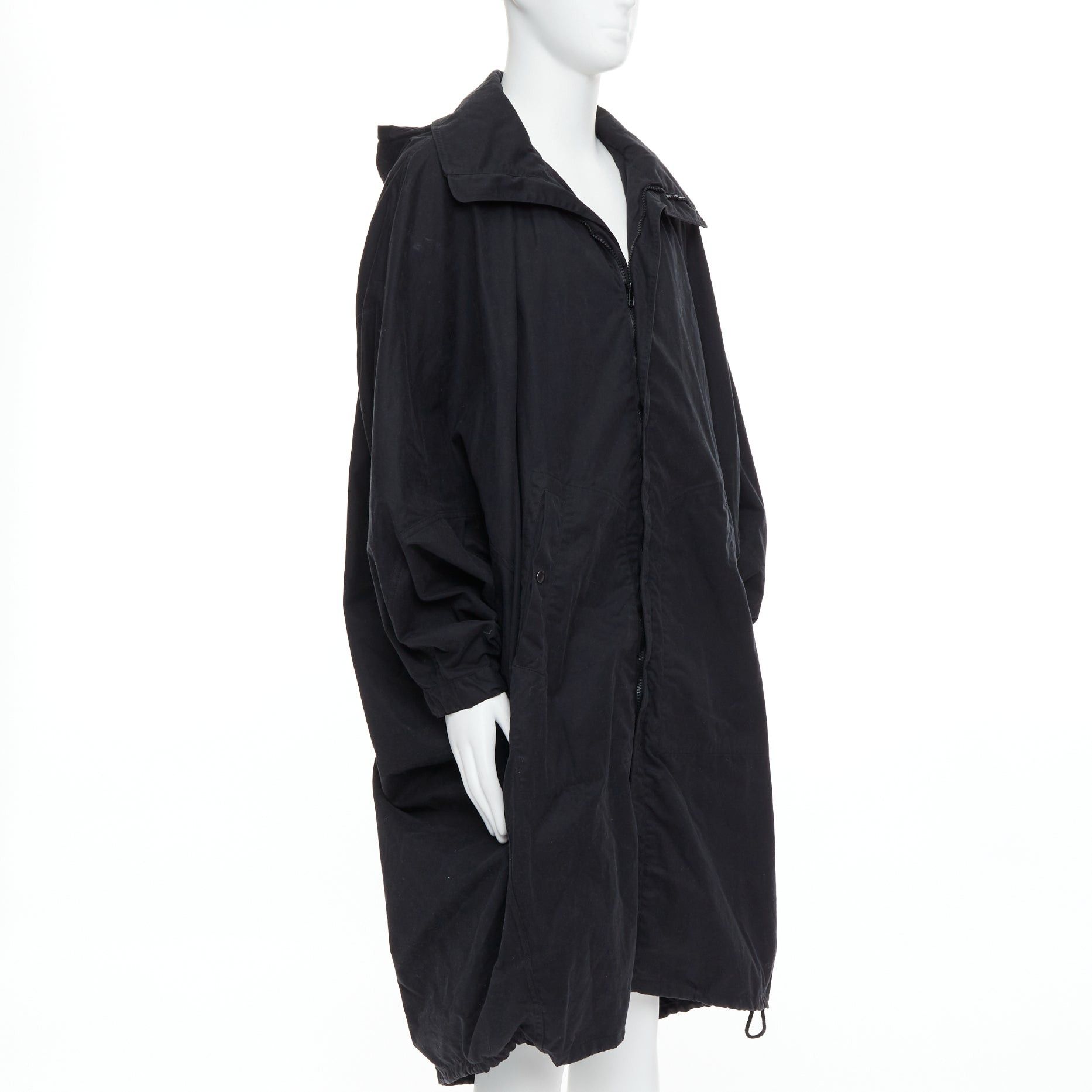 Lemaire CHRISTOPHE LEMAIRE black cotton hooded cocoon anorak coat Sz 3 L Size US L / EU 52-54 / 3 - 2 Thumbnail