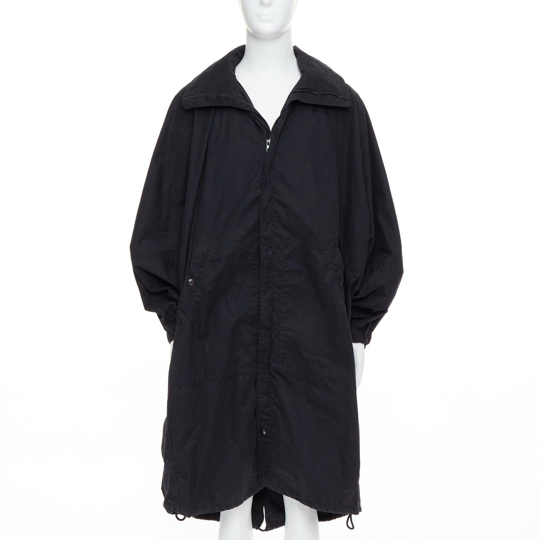 Lemaire CHRISTOPHE LEMAIRE black cotton hooded cocoon anorak coat Sz 3 L Size US L / EU 52-54 / 3 - 3 Thumbnail