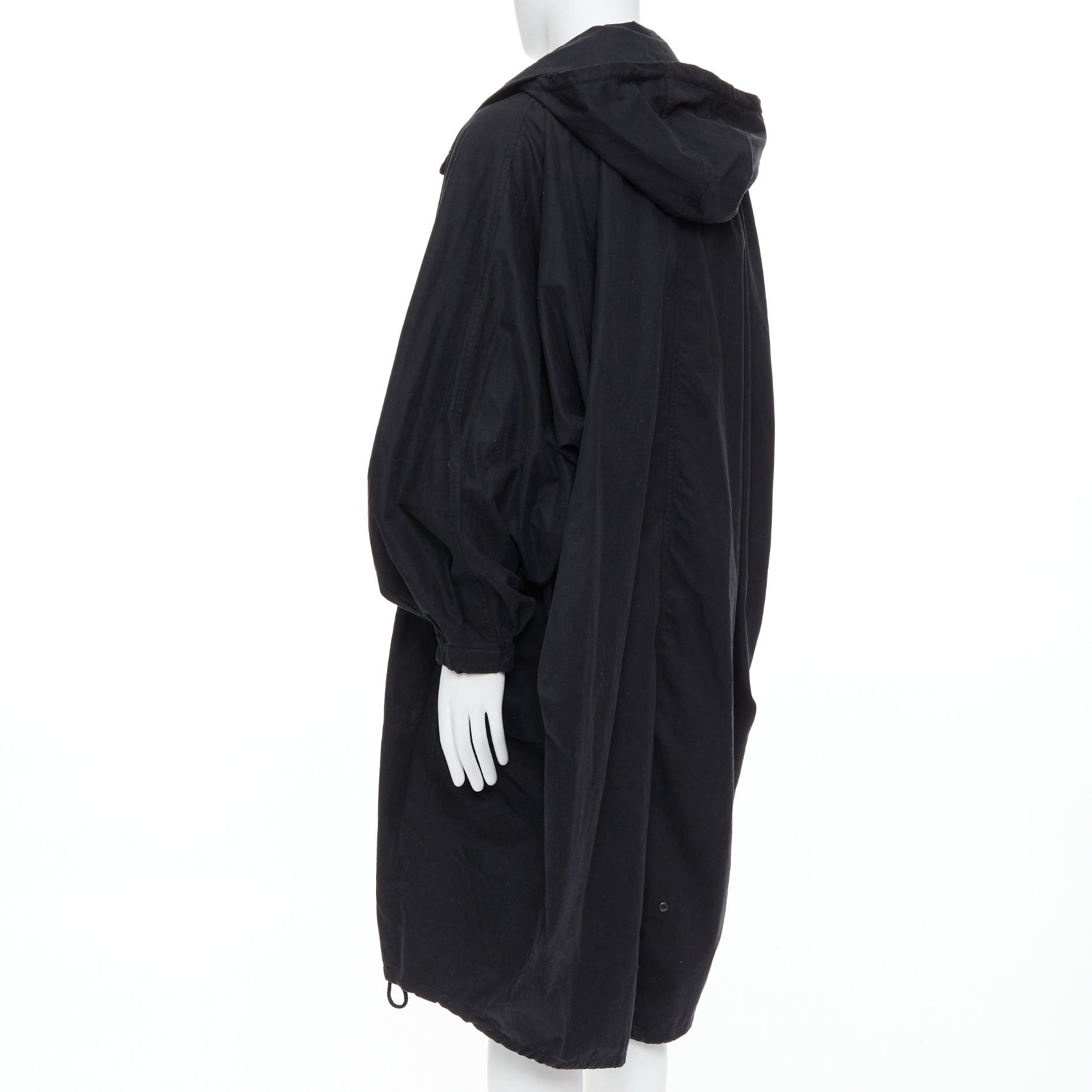 Lemaire CHRISTOPHE LEMAIRE black cotton hooded cocoon anorak coat Sz 3 L Size US L / EU 52-54 / 3 - 6 Thumbnail