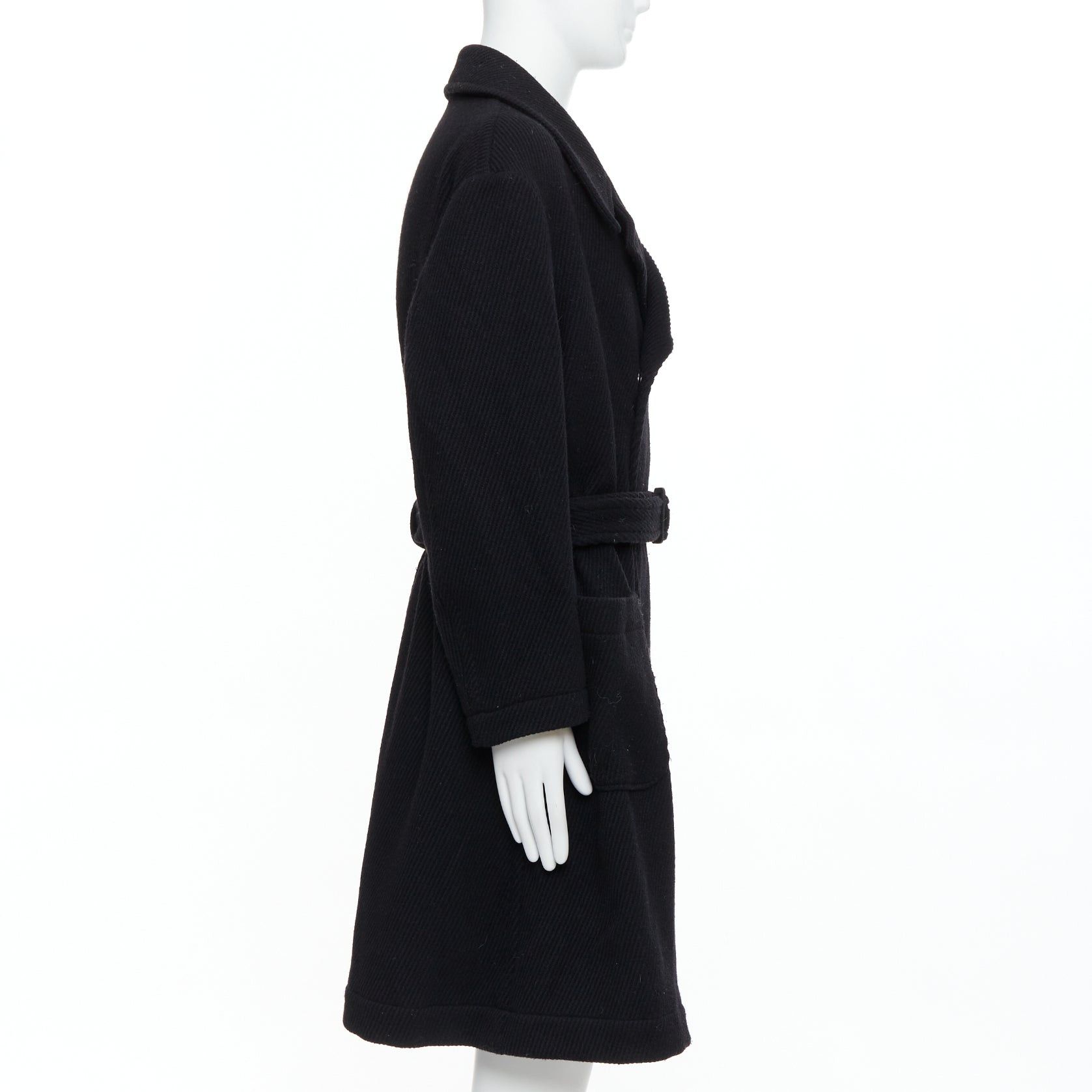 Yohji Yamamoto YOHJI YAMAMOTO Vintage black wool blend belted long line winter coat JP3 L Size US M / EU 48-50 / 2 - 4 Thumbnail