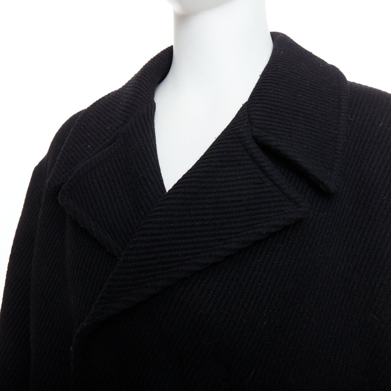 Yohji Yamamoto YOHJI YAMAMOTO Vintage black wool blend belted long line winter coat JP3 L Size US M / EU 48-50 / 2 - 2 Thumbnail