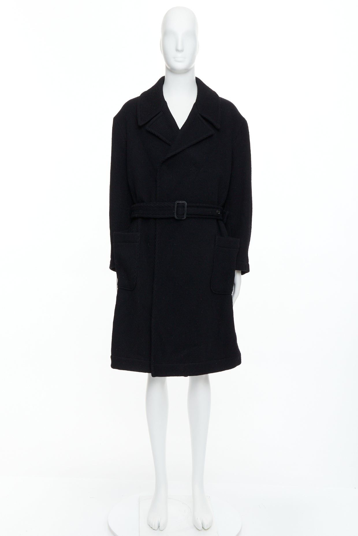Yohji Yamamoto YOHJI YAMAMOTO Vintage black wool blend belted long line winter coat JP3 L Size US M / EU 48-50 / 2 - 9 Thumbnail