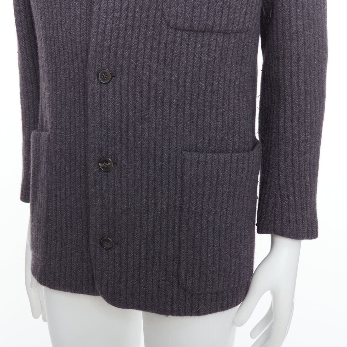Hermes HERMES Angora wool cashgora grey verticle stripe knit blazer FR48 M Size US M / EU 48-50 / 2 - 2 Thumbnail