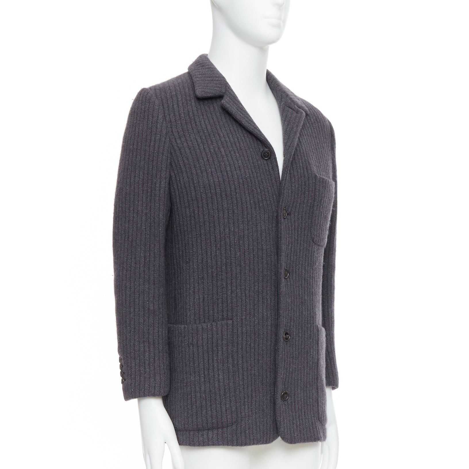 Hermes HERMES Angora wool cashgora grey verticle stripe knit blazer FR48 M Size US M / EU 48-50 / 2 - 3 Thumbnail