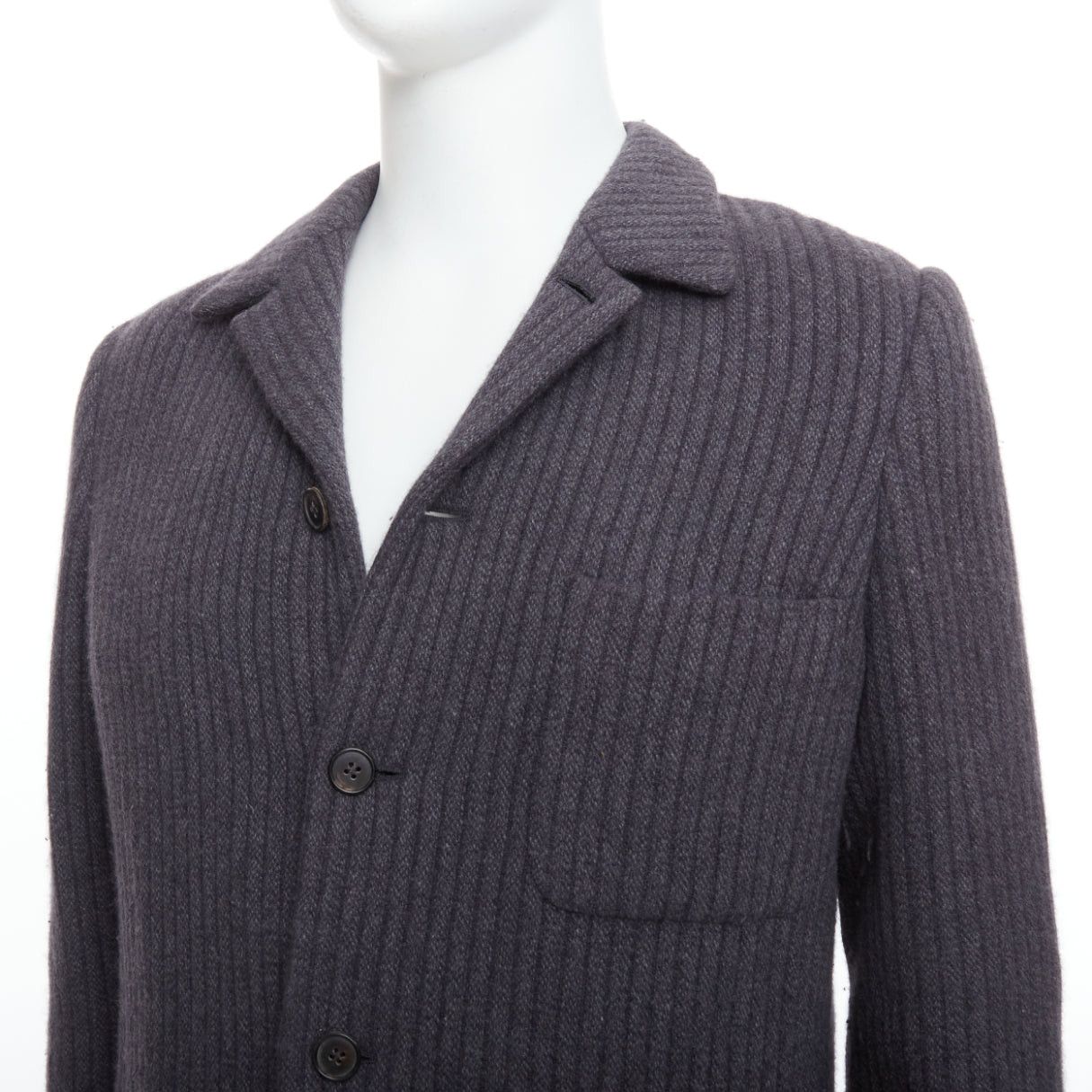 Hermes HERMES Angora wool cashgora grey verticle stripe knit blazer FR48 M Size US M / EU 48-50 / 2 - 7 Thumbnail