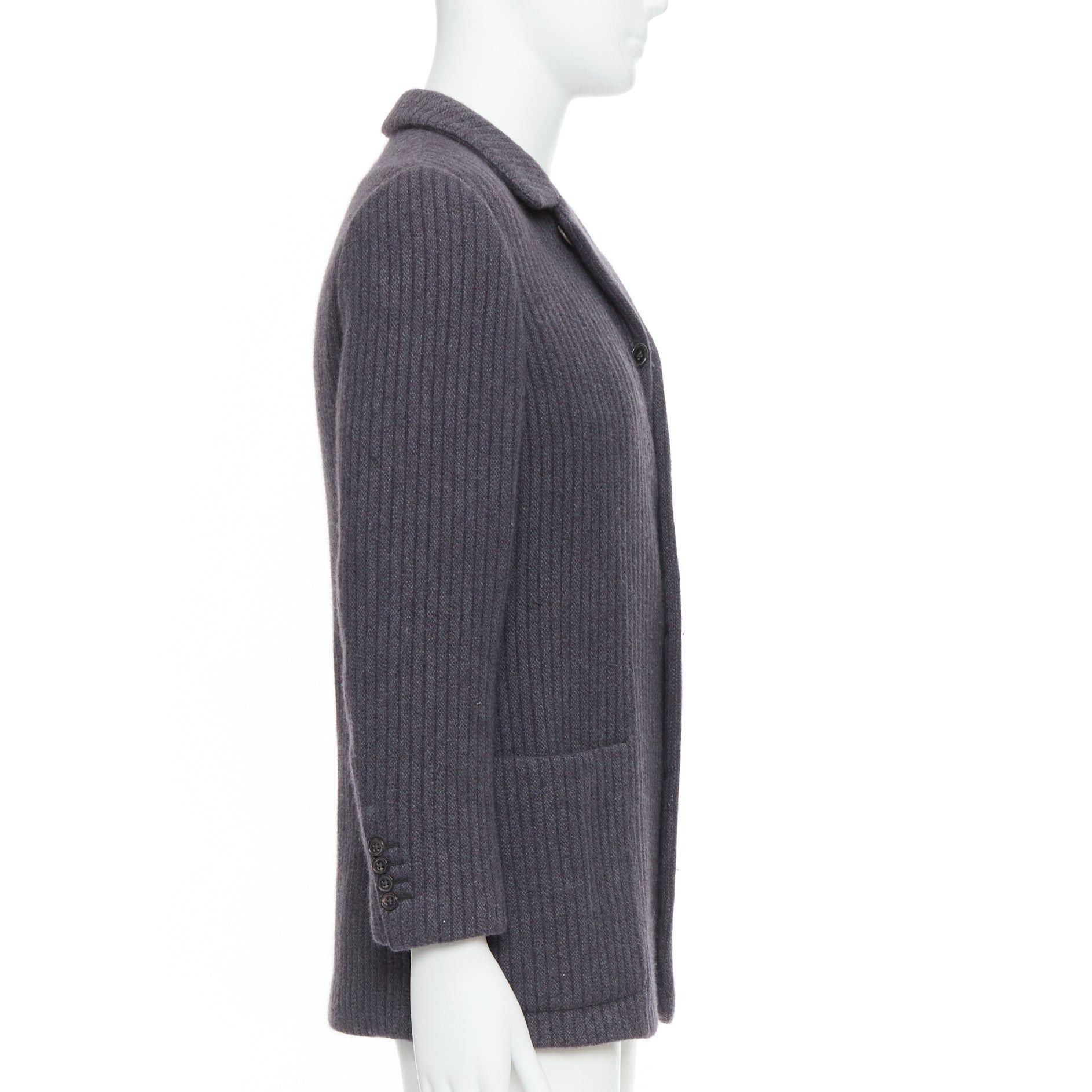 Hermes HERMES Angora wool cashgora grey verticle stripe knit blazer FR48 M Size US M / EU 48-50 / 2 - 4 Thumbnail