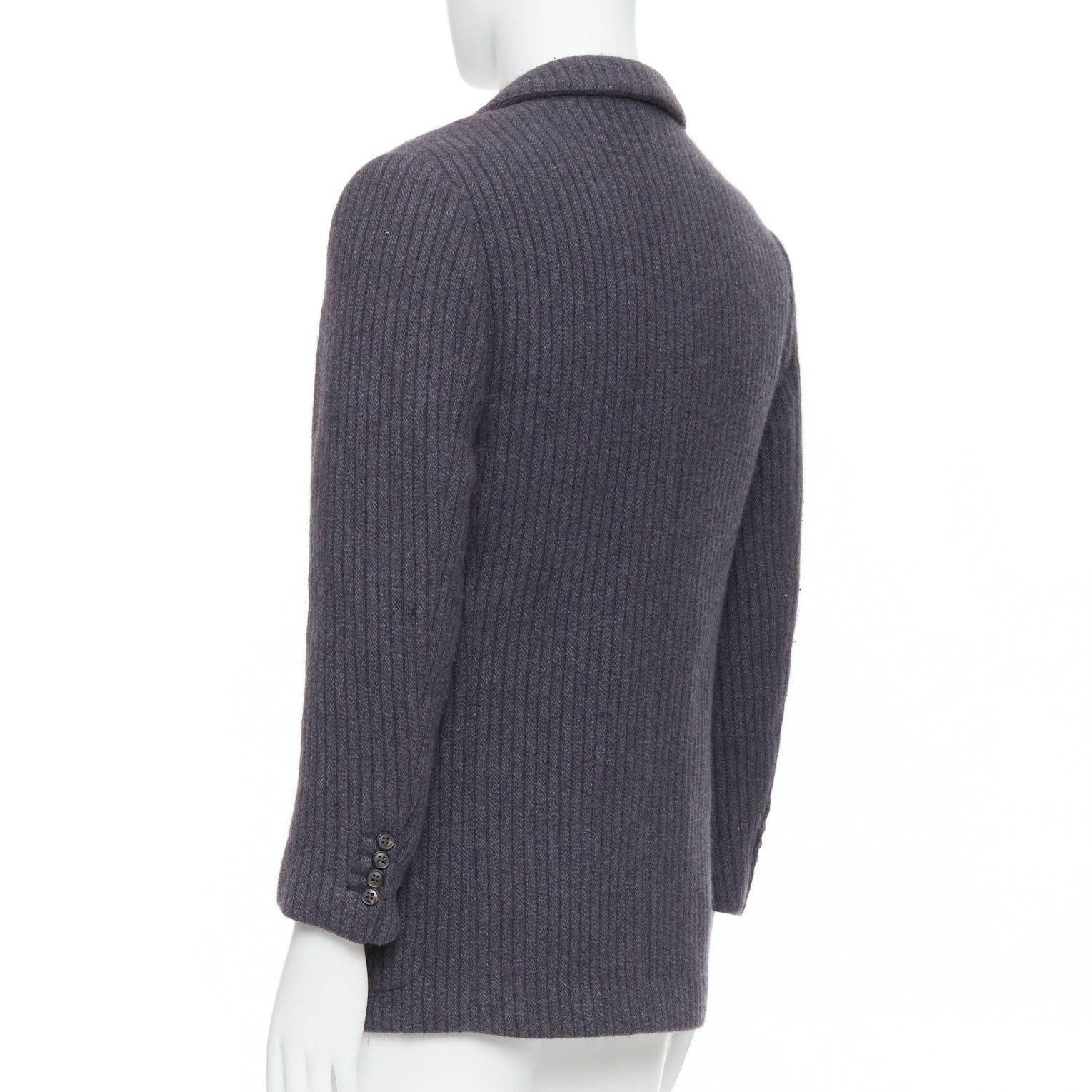 Hermes HERMES Angora wool cashgora grey verticle stripe knit blazer FR48 M Size US M / EU 48-50 / 2 - 6 Thumbnail