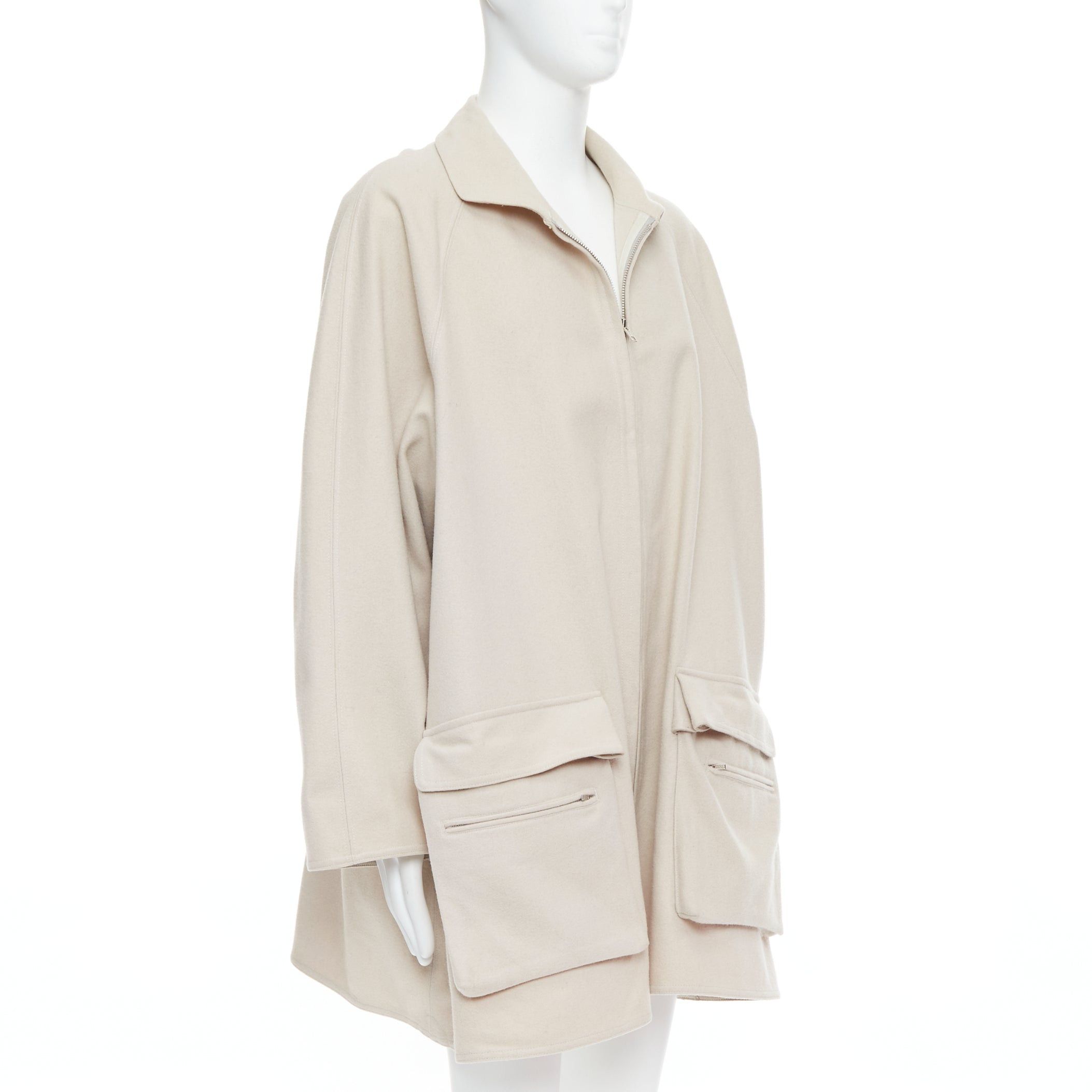 Yohji Yamamoto YOHJI YAMAMOTO stone grey wooly pocketed zip up boxy coat M Size US M / EU 48-50 / 2 - 3 Thumbnail