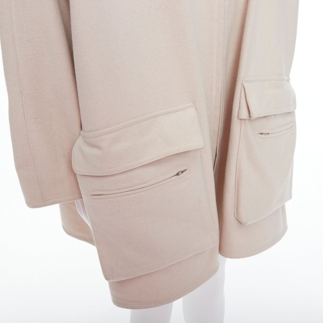Yohji Yamamoto YOHJI YAMAMOTO stone grey wooly pocketed zip up boxy coat M Size US M / EU 48-50 / 2 - 2 Thumbnail