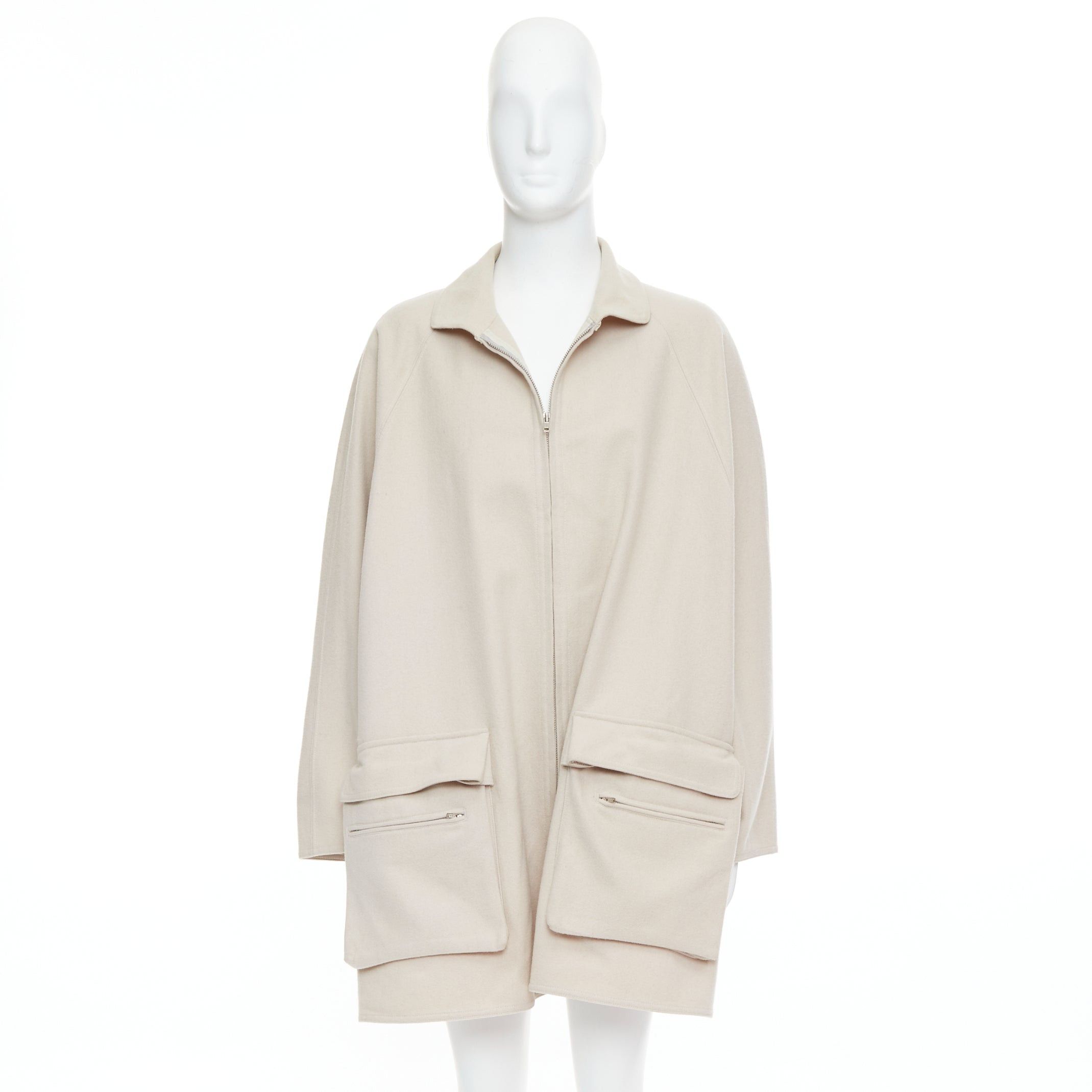 Yohji Yamamoto YOHJI YAMAMOTO stone grey wooly pocketed zip up boxy coat M Size US M / EU 48-50 / 2 - 9 Thumbnail