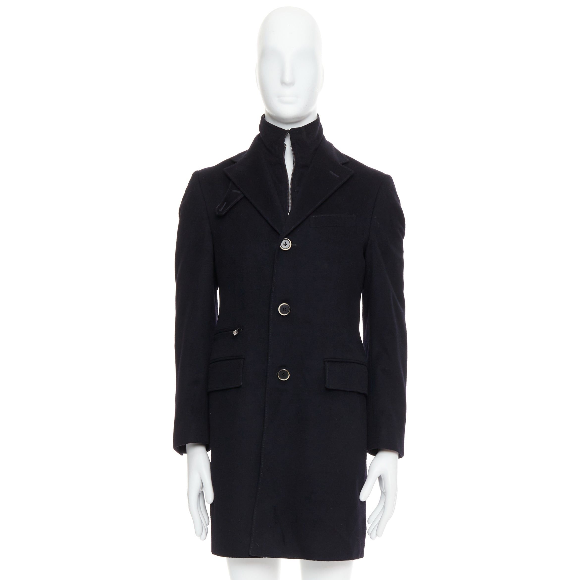 Corneliani CORNELIANI black extrafine virgin wool layered collar coat IT44 XS Size US XS / EU 42 / 0 - 10 Thumbnail