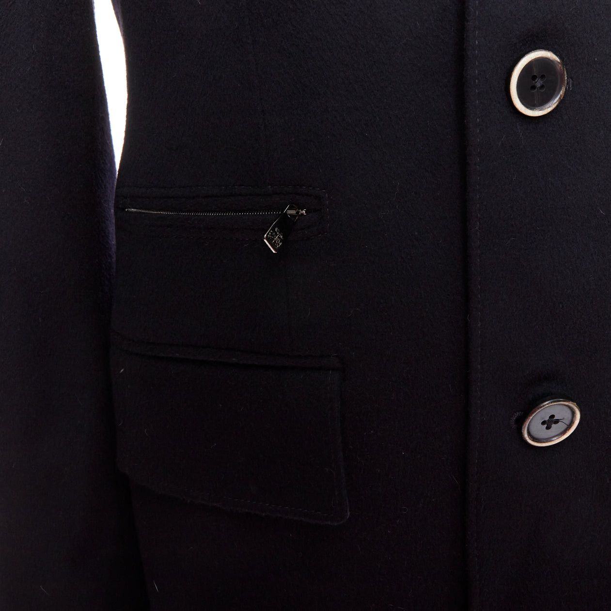 Corneliani CORNELIANI black extrafine virgin wool layered collar coat IT44 XS Size US XS / EU 42 / 0 - 8 Thumbnail