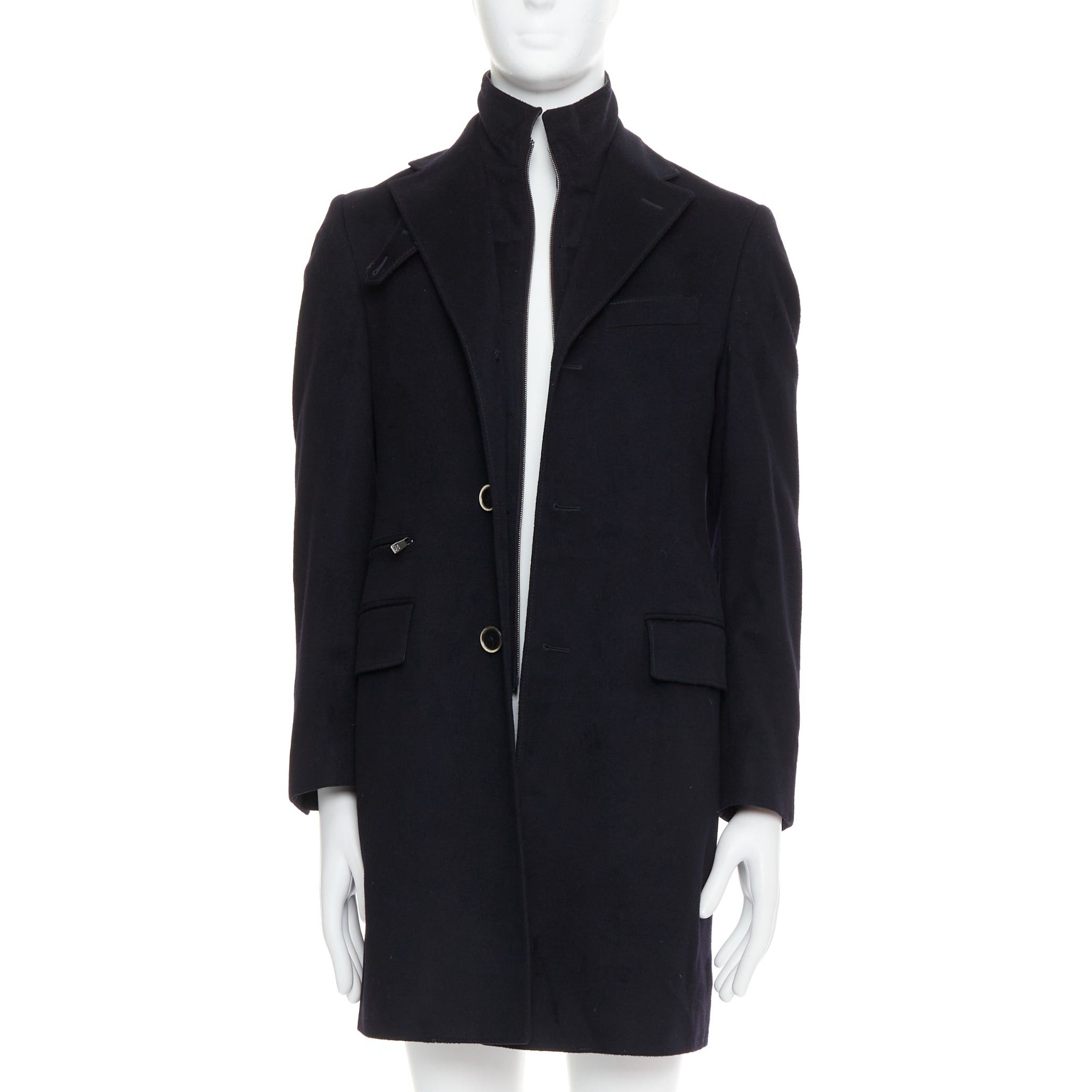 Corneliani CORNELIANI black extrafine virgin wool layered collar coat IT44 XS Size US XS / EU 42 / 0 - 3 Thumbnail
