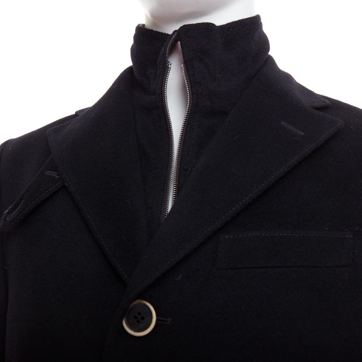 Corneliani CORNELIANI black extrafine virgin wool layered collar coat IT44 XS Size US XS / EU 42 / 0 - 2 Thumbnail
