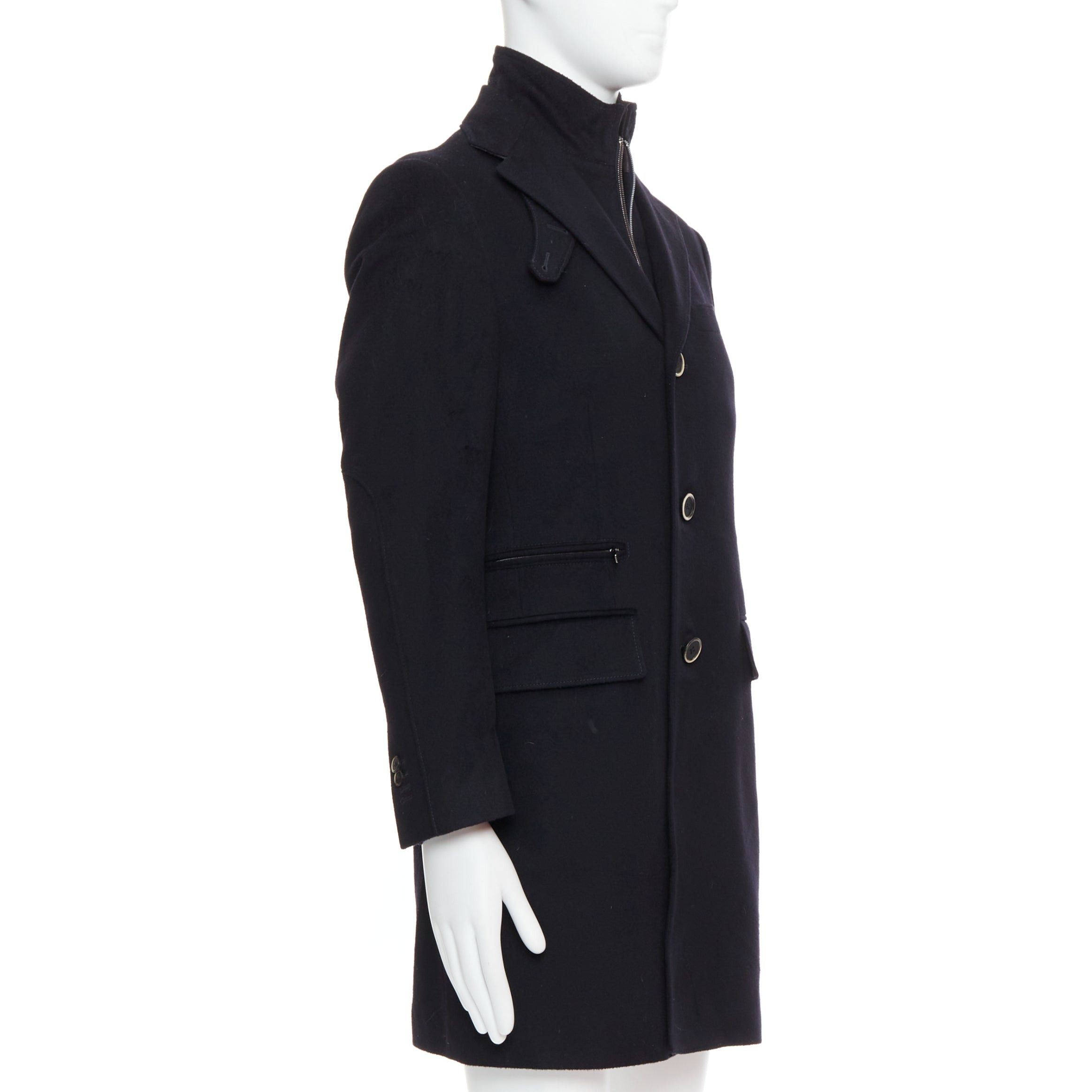 Corneliani CORNELIANI black extrafine virgin wool layered collar coat IT44 XS Size US XS / EU 42 / 0 - 4 Thumbnail