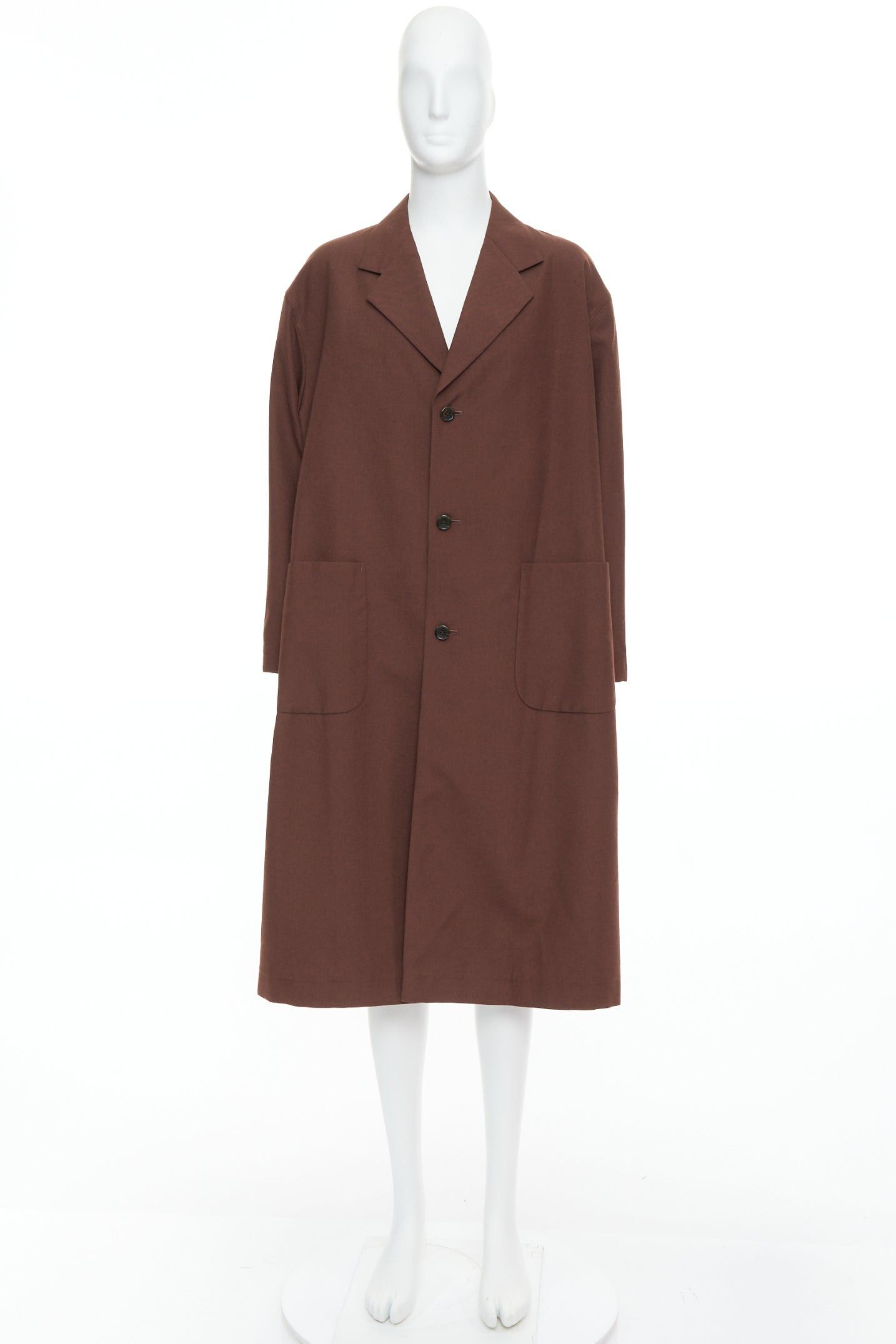 Yohji Yamamoto YOHJI YAMAMOTO Y's brown wool mohair single breast long boxy coat JP3 L Size 50R - 9 Thumbnail