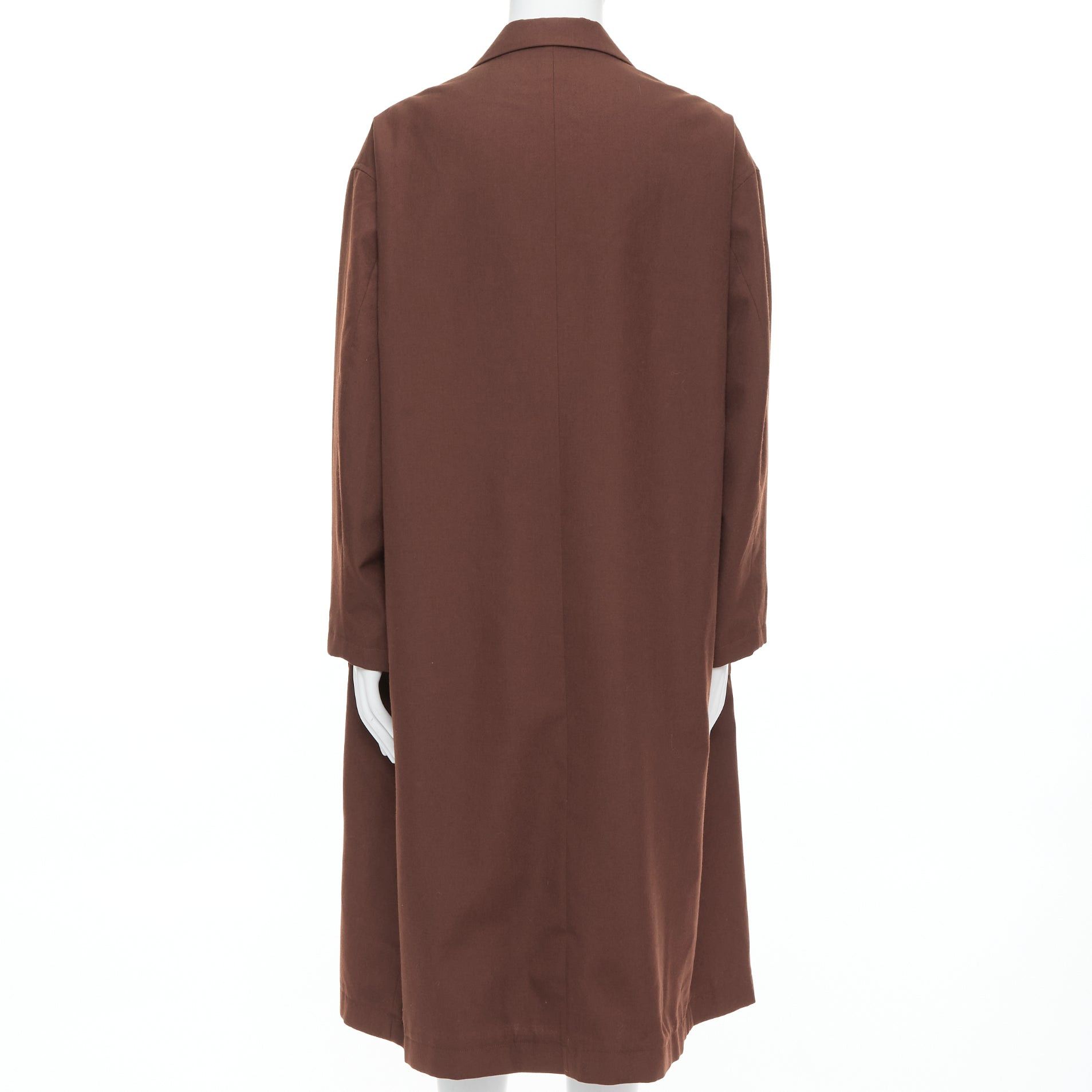 Yohji Yamamoto YOHJI YAMAMOTO Y's brown wool mohair single breast long boxy coat JP3 L Size 50R - 5 Thumbnail