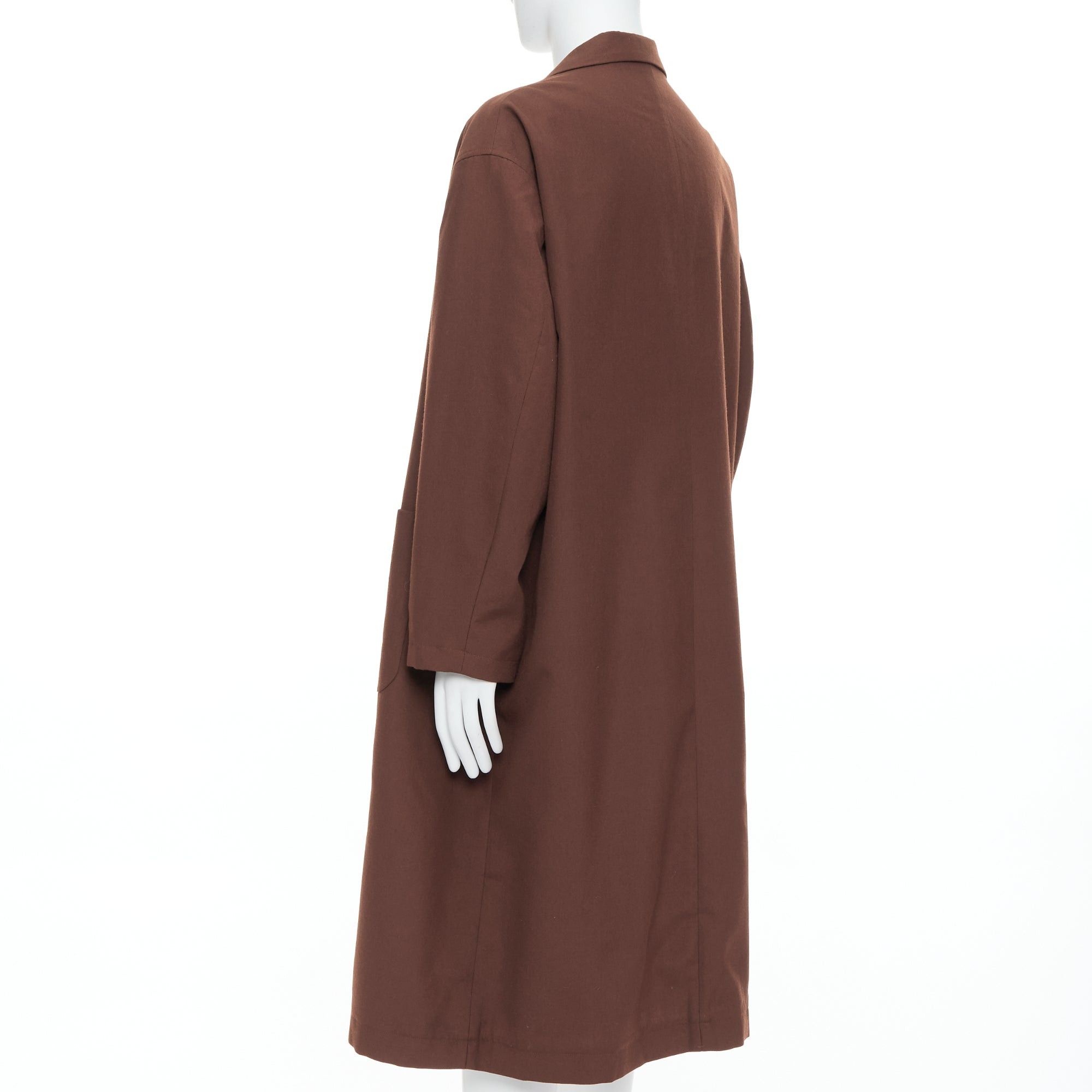 Yohji Yamamoto YOHJI YAMAMOTO Y's brown wool mohair single breast long boxy coat JP3 L Size 50R - 6 Thumbnail