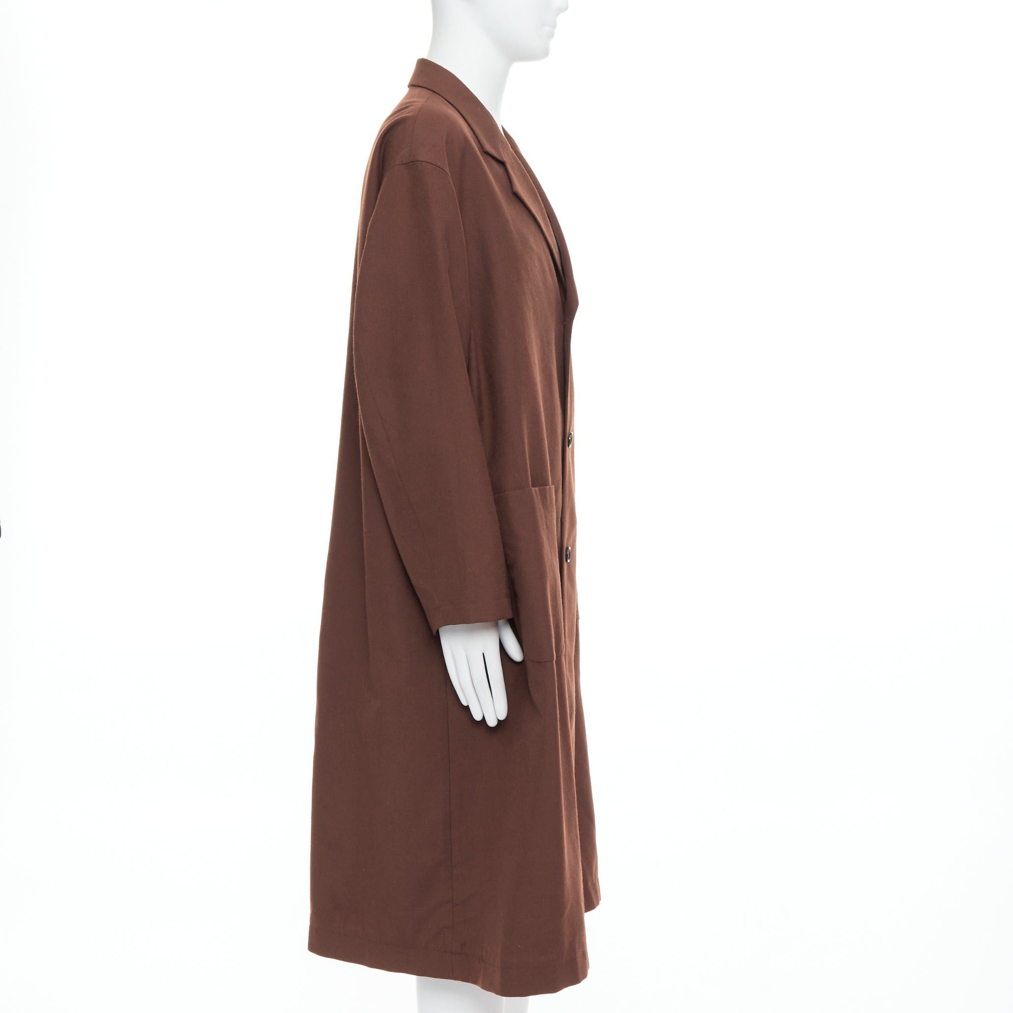 Yohji Yamamoto YOHJI YAMAMOTO Y's brown wool mohair single breast long boxy coat JP3 L Size 50R - 4 Thumbnail